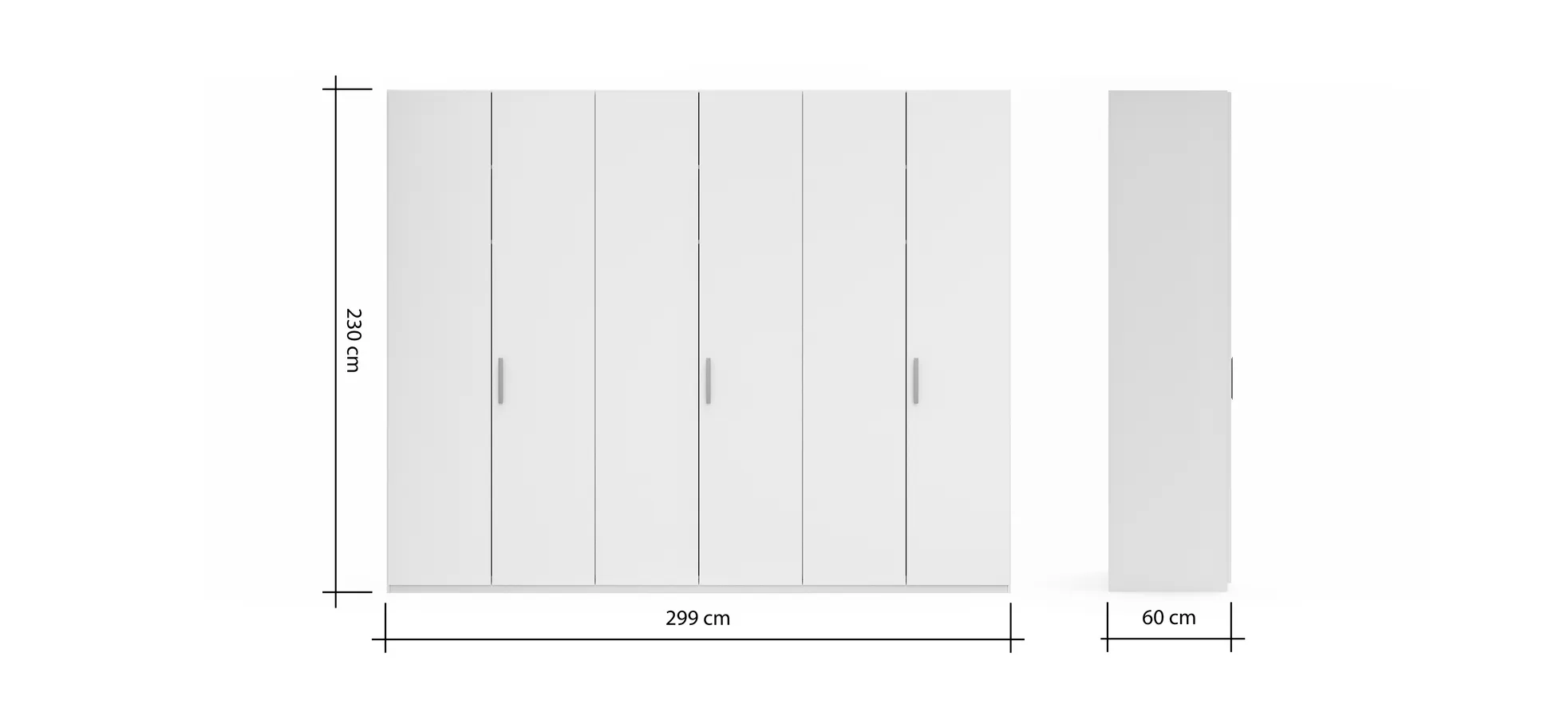 Drehtürenschrank Viana - B. ca. 299 cm, Lack, Steingrau