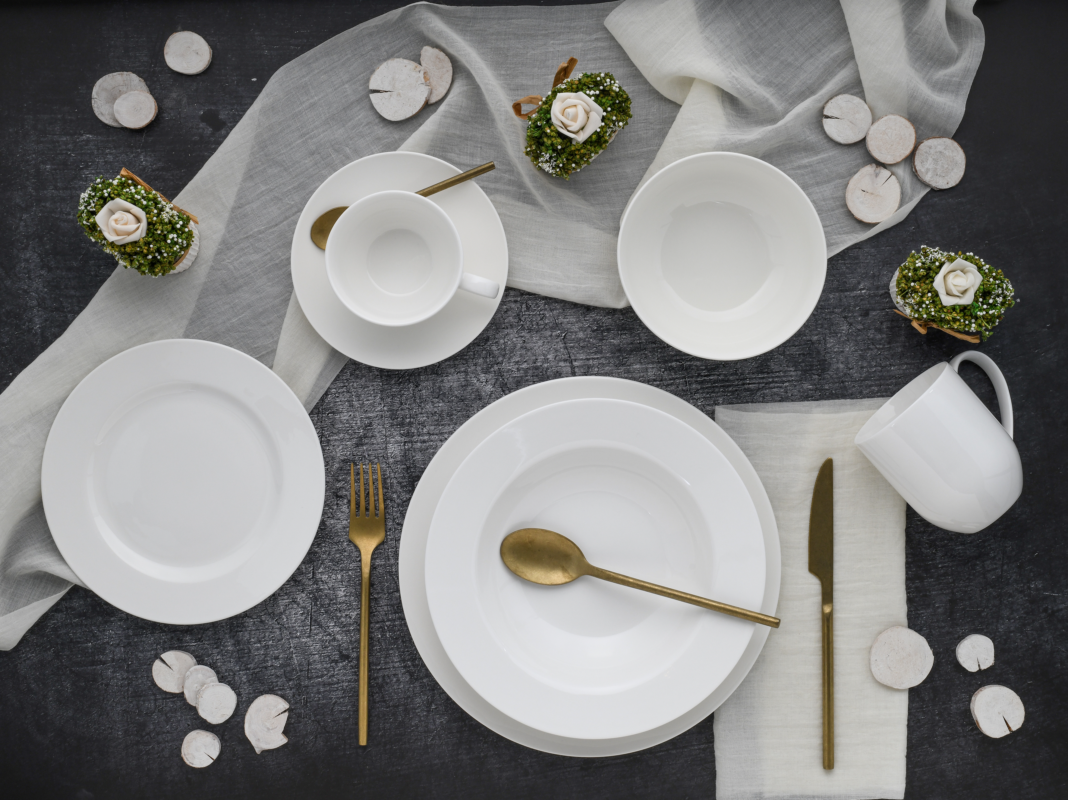 Kombiservice, 42-Tlg. - Fleur Royal, weiß