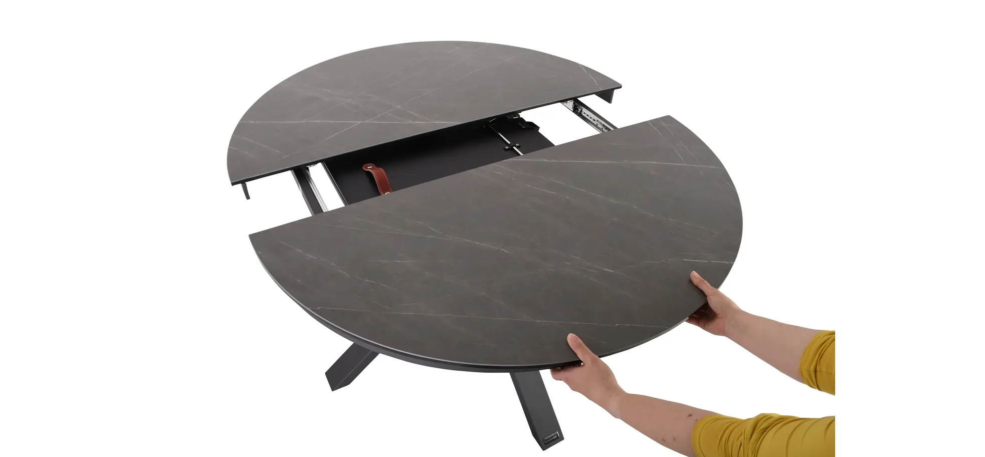 Esstisch MAIJA - ausziehbar, Ø/H ca. 120x76 cm, Glaskeramik, Steingrau Esstisch MAIJA - ausziehbar, Ø/H ca. 120x76 cm, Glaskeramik, Steingrau