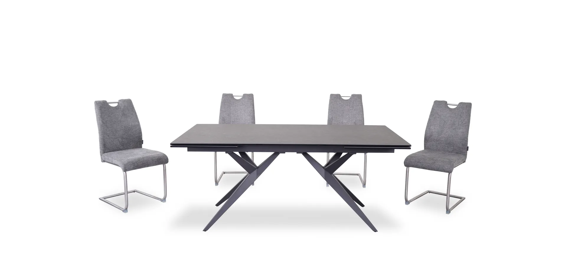 Esstisch, Glaskeramik dunkelgrau, ausziehbar - Michela