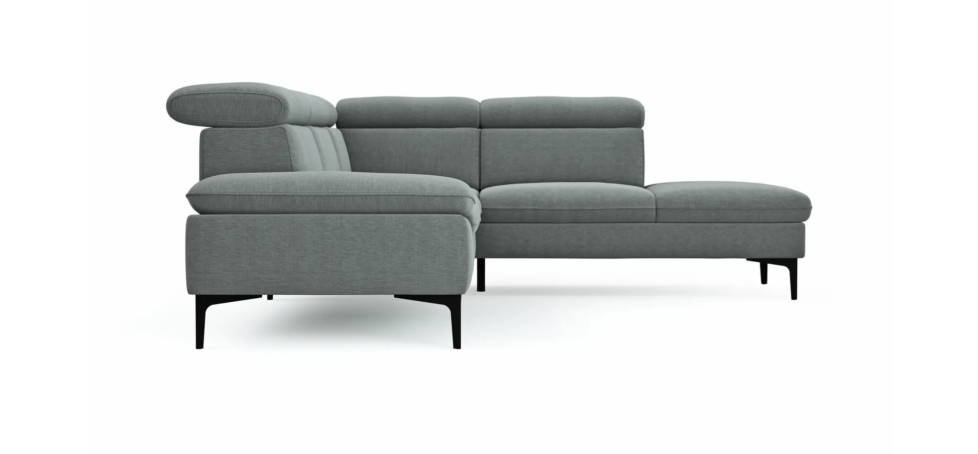Ecksofa Felipa - 2,5-Sitzer mit Ecke rechts inkl. Kopfteil verstellbar, Stoff, Grau