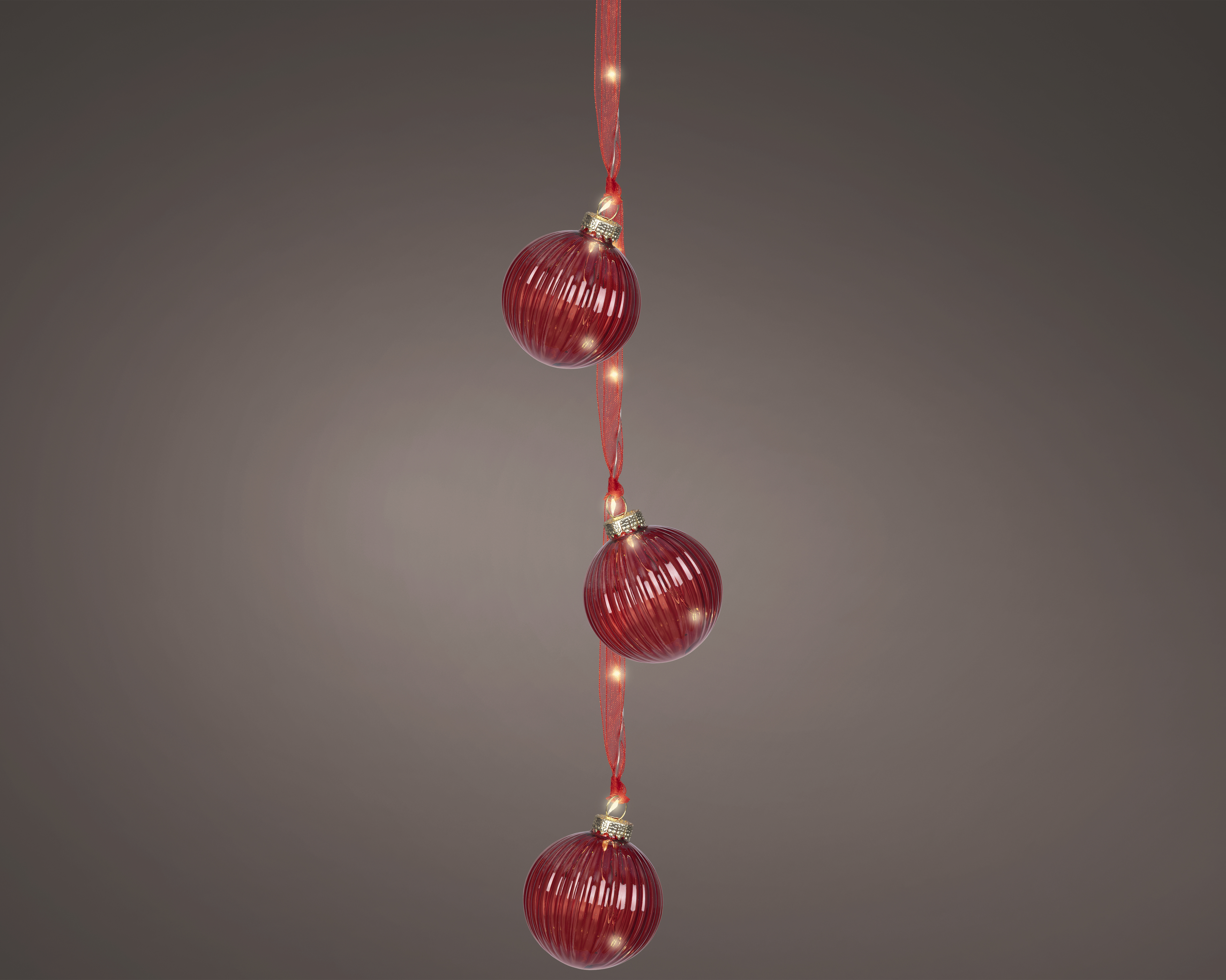 Micro LED Bündel Kugeln - rot/warm weiss, Glas, L5.70-W5.70-H28cm-15L