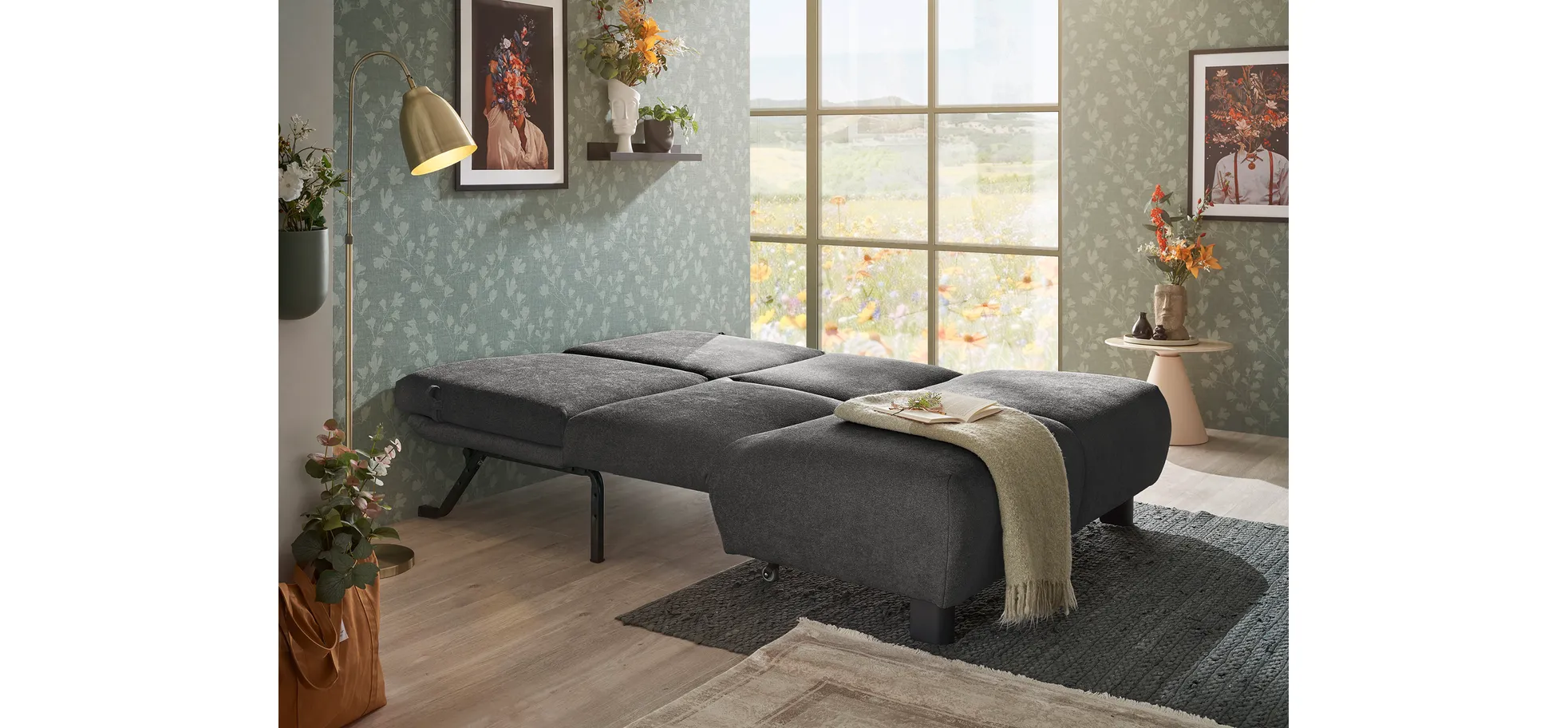 Faltsofa EBBY - 2-Sitzer ohne Armlehne, 140 cm inkl. Schlaffunktion, Stoff, Dunkelgrau Faltsofa EBBY - 2-Sitzer ohne Armlehne, 140 cm inkl. Schlaffunktion, Stoff, Dunkelgrau