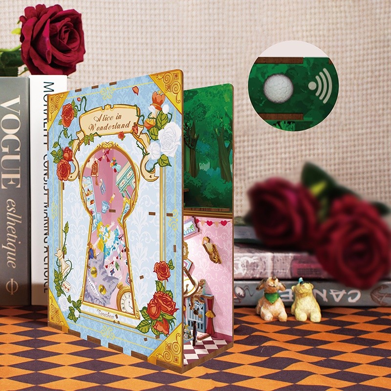 Tonecheer DIY-Set Book Nook mit LED, 3D Puzzle - Alice in Wonderland