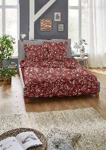 CASEA Mako-Satin-Bettwäsche - Maines,135x200cm, rot, Paisley
