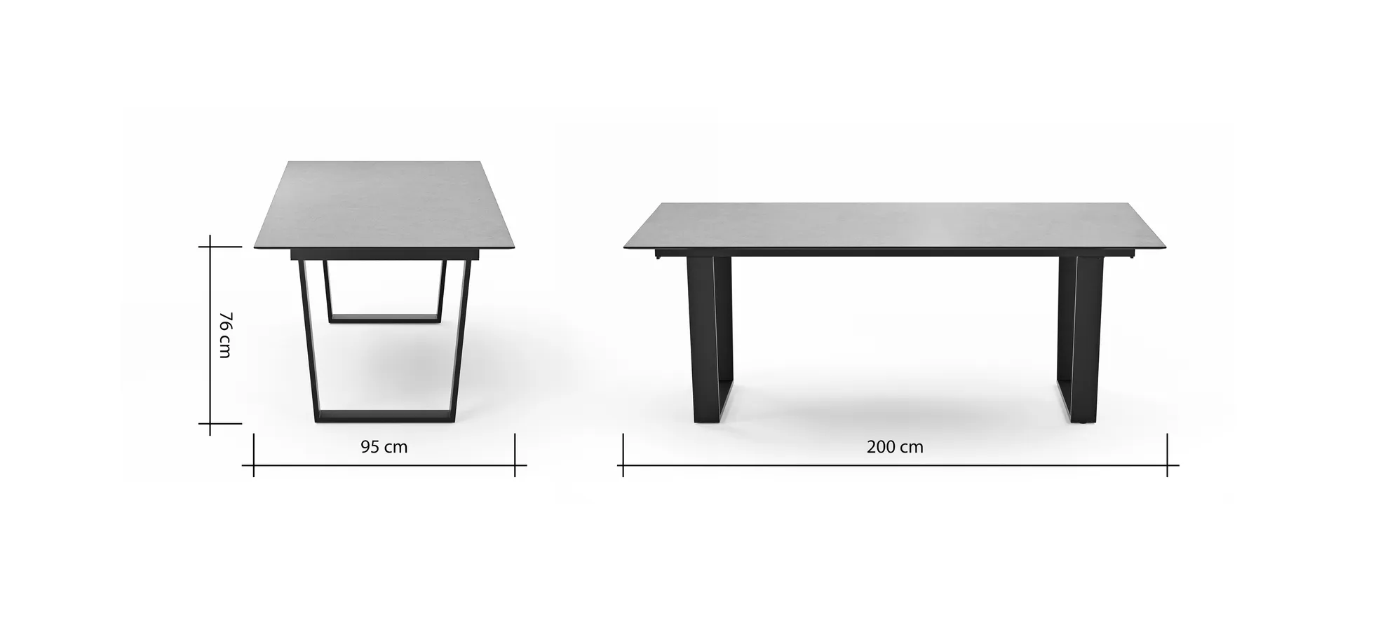 Esstisch Dinner - verlängerbar, LB ca. 200x95 cm, Kunststoff, Dunkelgrau