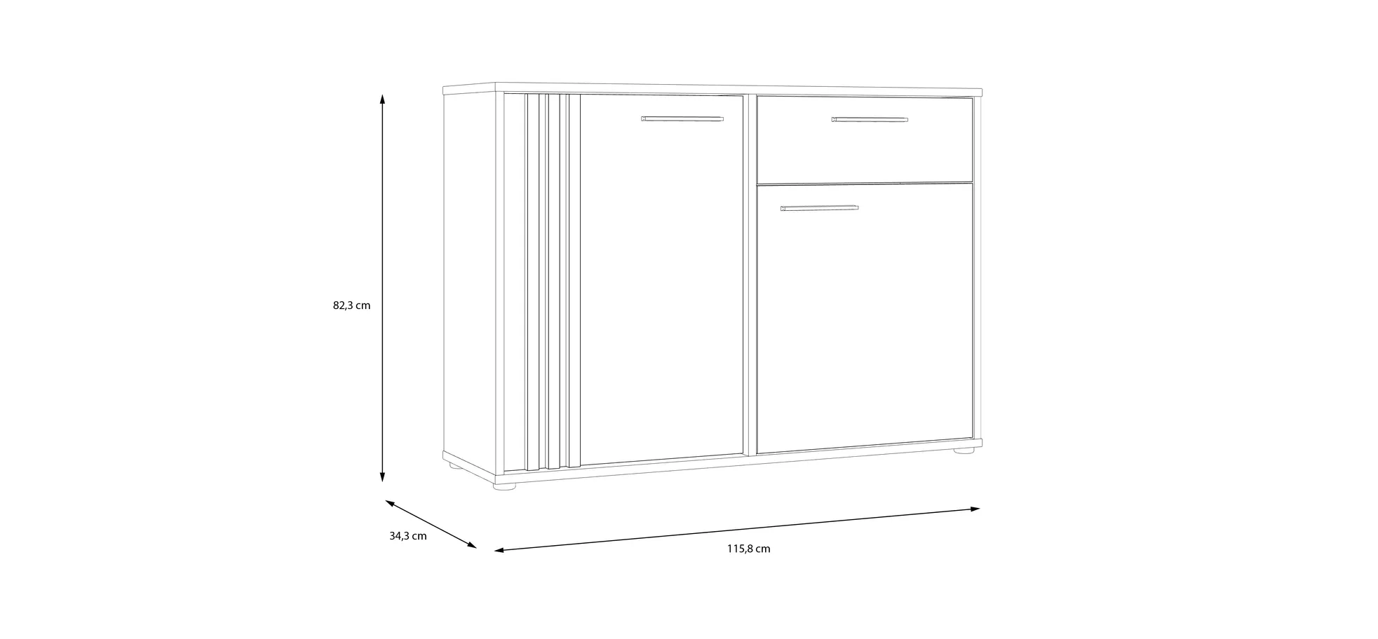 Kommode, Balck/Artisan Oak  - Floriss
