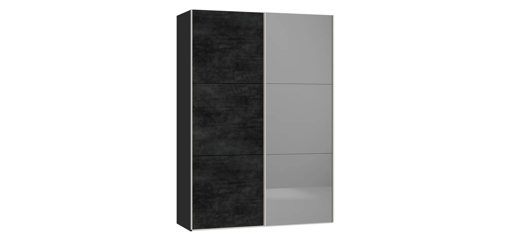 Schwebetpürenschrank JOIN IT- B ca. 152 cm, Schwarz, Graphit, Spiegel Dunkel