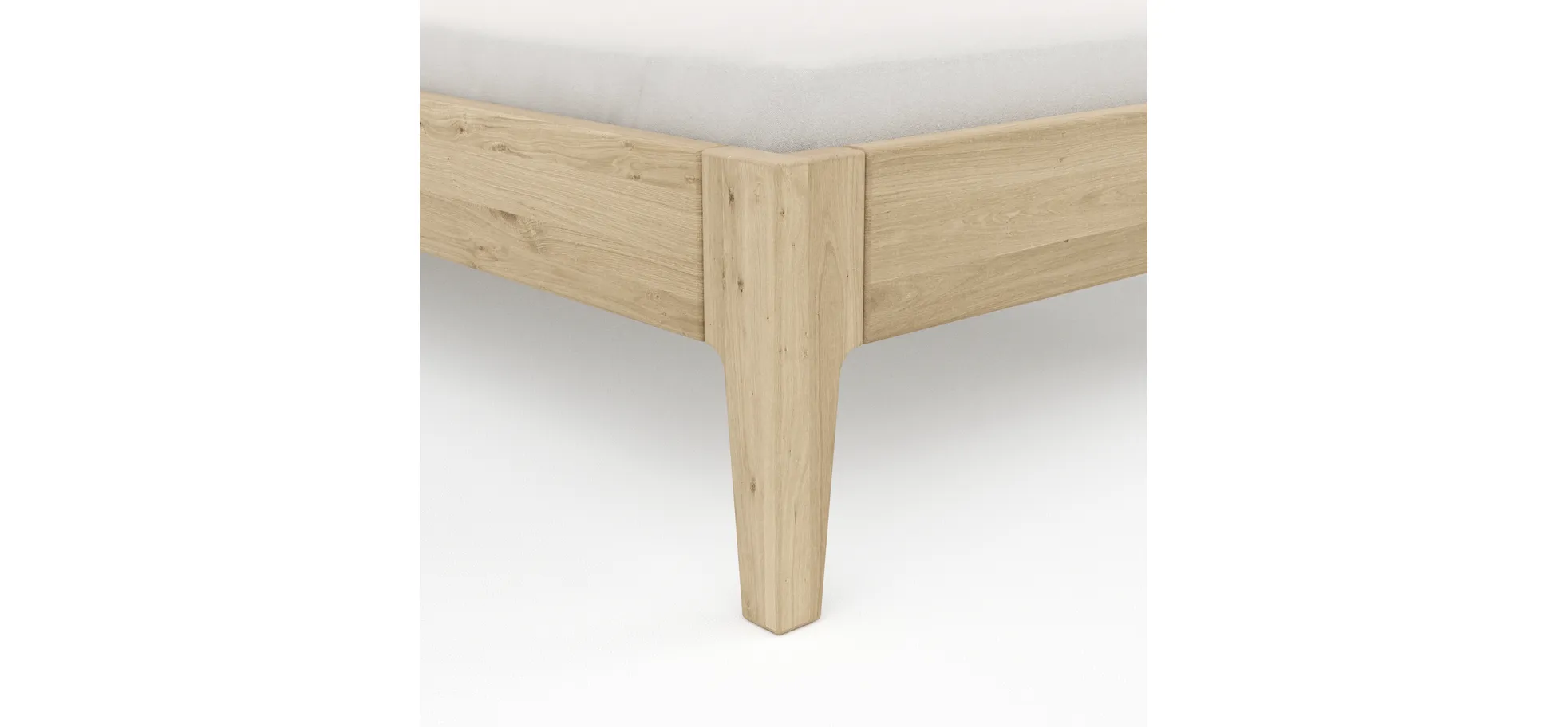 Bettgestell 1660 - Liegefläche ca. 160x200 cm, Wildeiche massiv, bianco geölt