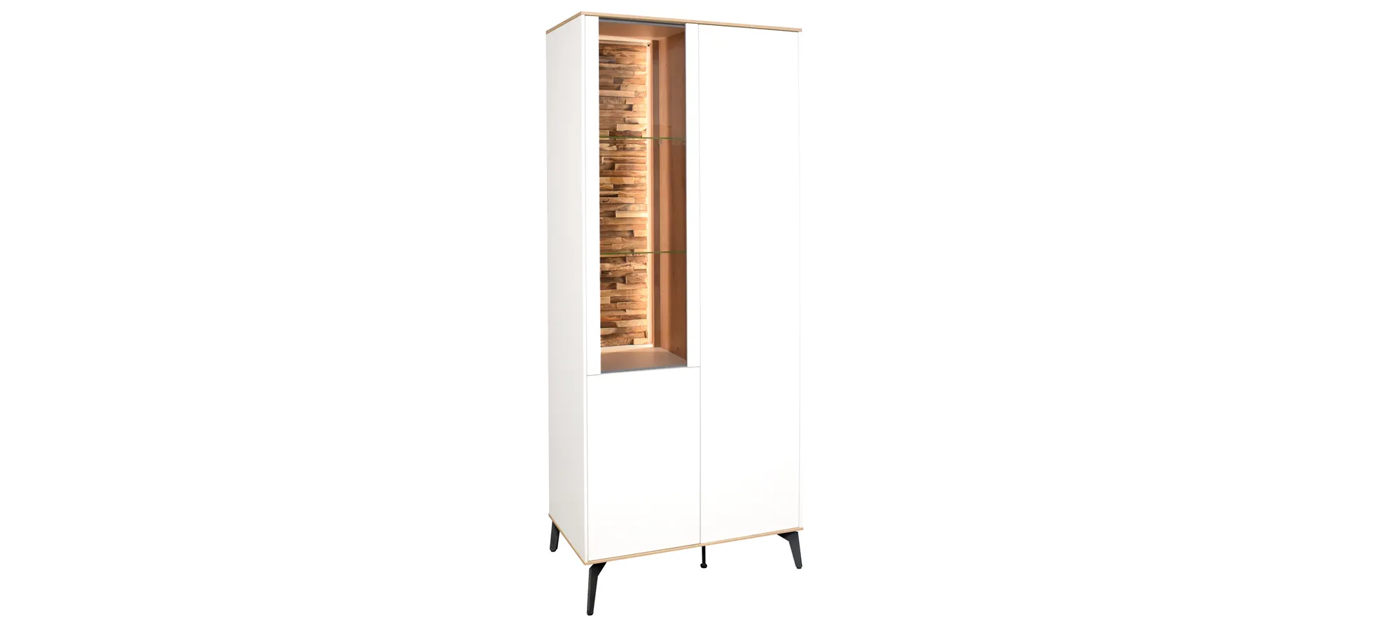 Vitrine - B ca. 81 cm, Weiß, Asteiche, Schwarz Vitrine - B ca. 81 cm, Weiß, Asteiche, Schwarz