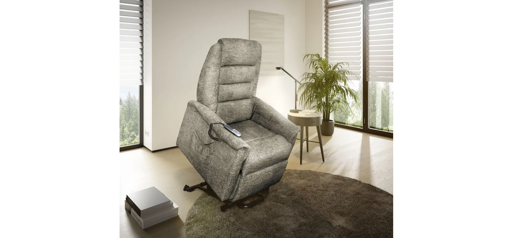 Fernsehsessel, Stoff braun, 2-motorisch - Myron