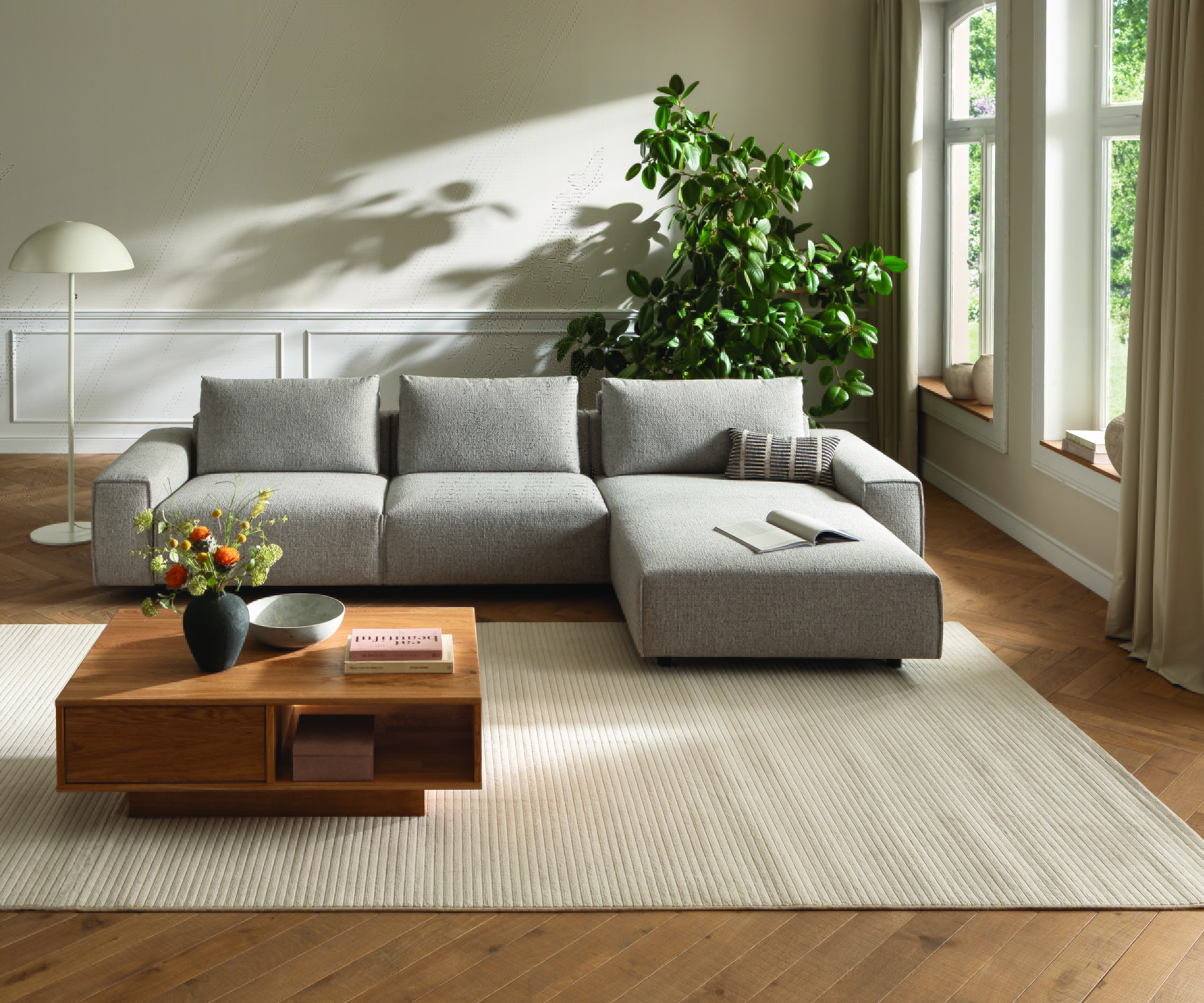 Ecksofa, Stoff grau - Natura Home Serava Plus