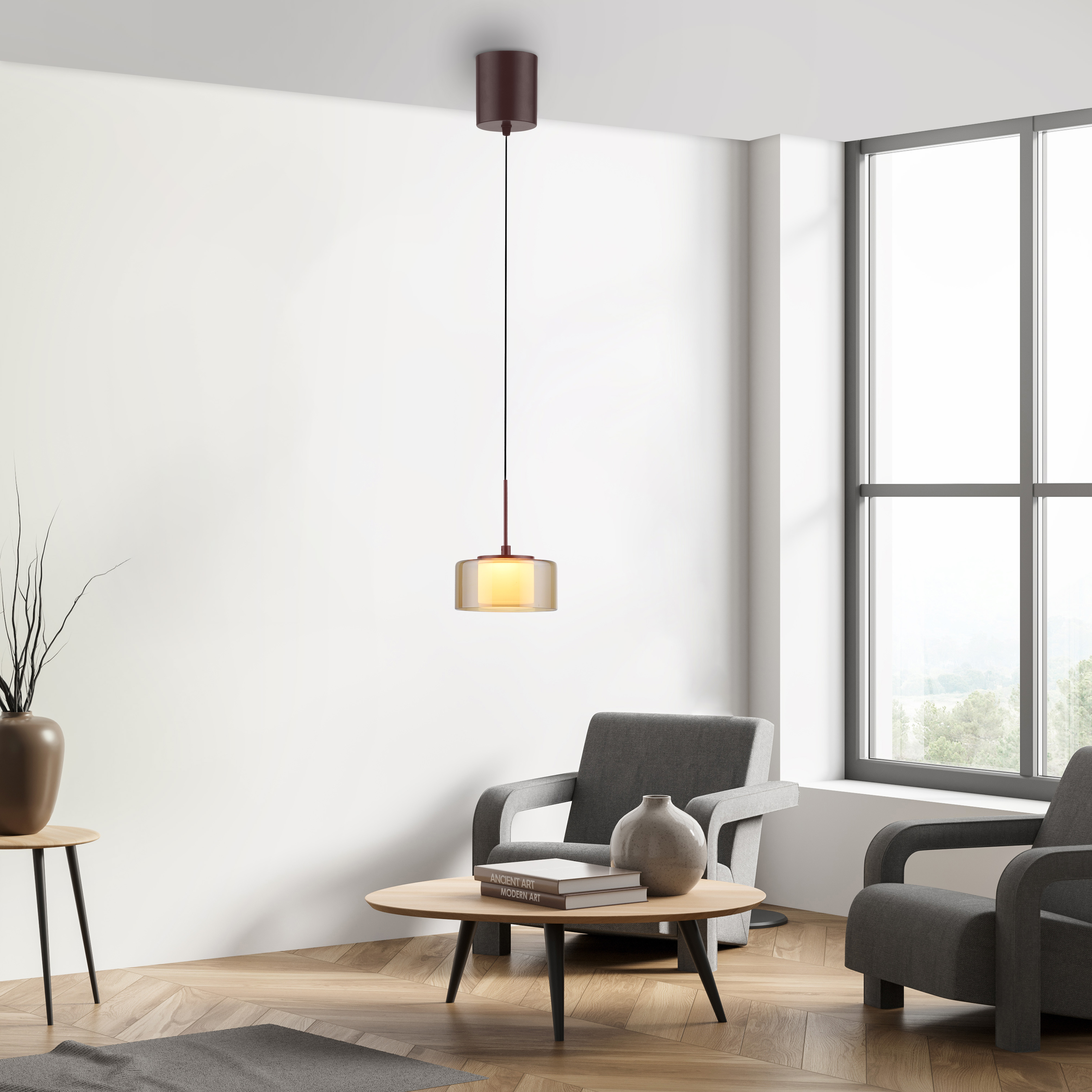 Pendelleuchte RIKA - braun, inkl. Comfort Lift