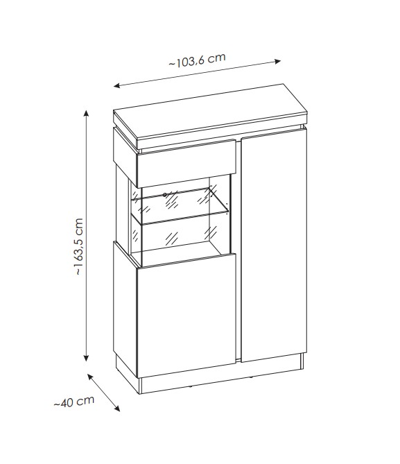 Highboard, Alpinweiß, Absetz.anthrazit - Wyonna