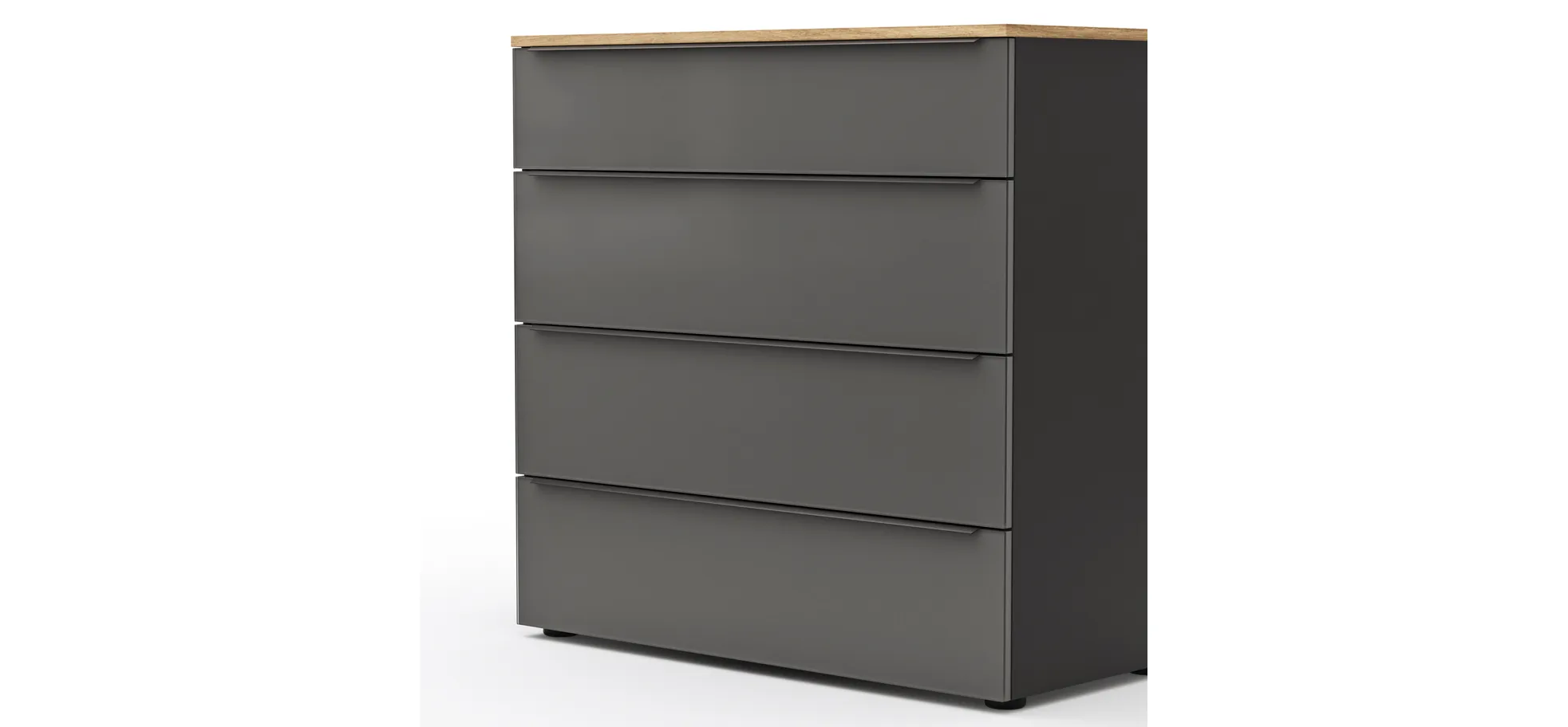 Kommode Colorado Beimöbel - BHT ca. 90x87x43 cm, Dunkelgrau, Griffe schwarz