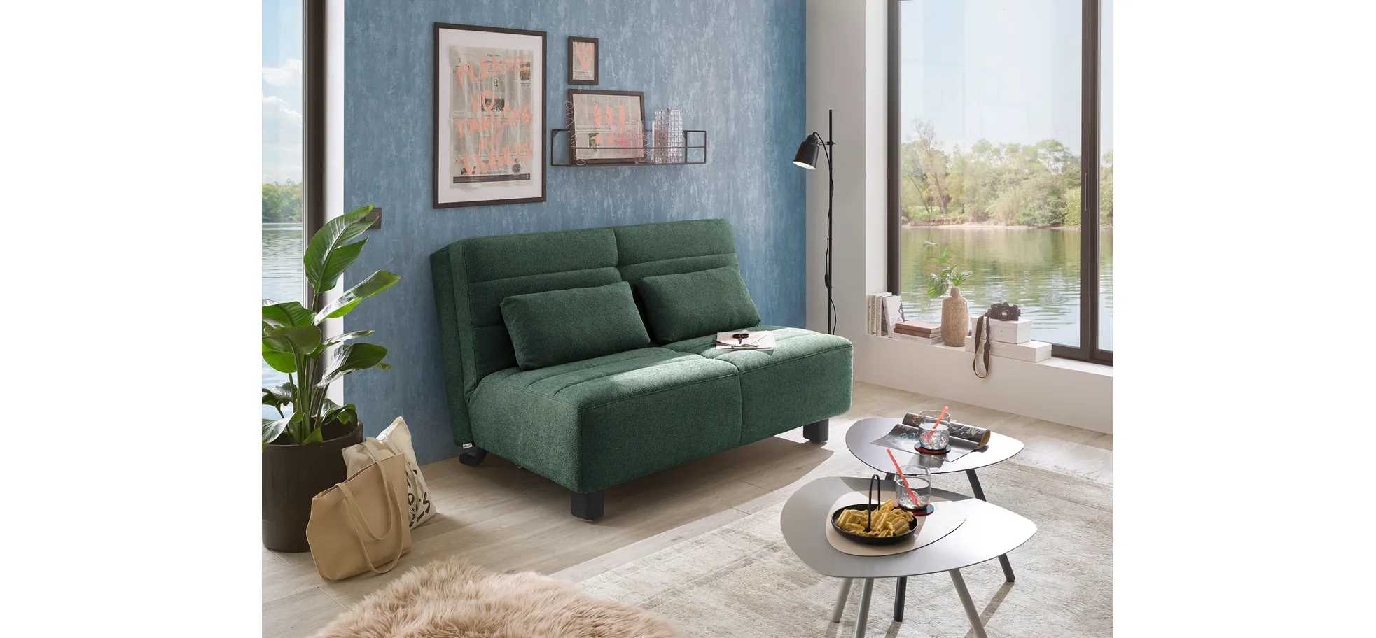 Faltsofa Easy - 2-Sitzer ohne Armlehne, ca. 140 cm inkl. Schlaffunktion, Stoff, Dunkelgrün Faltsofa Easy - 2-Sitzer ohne Armlehne, ca. 140 cm inkl. Schlaffunktion, Stoff, Dunkelgrün