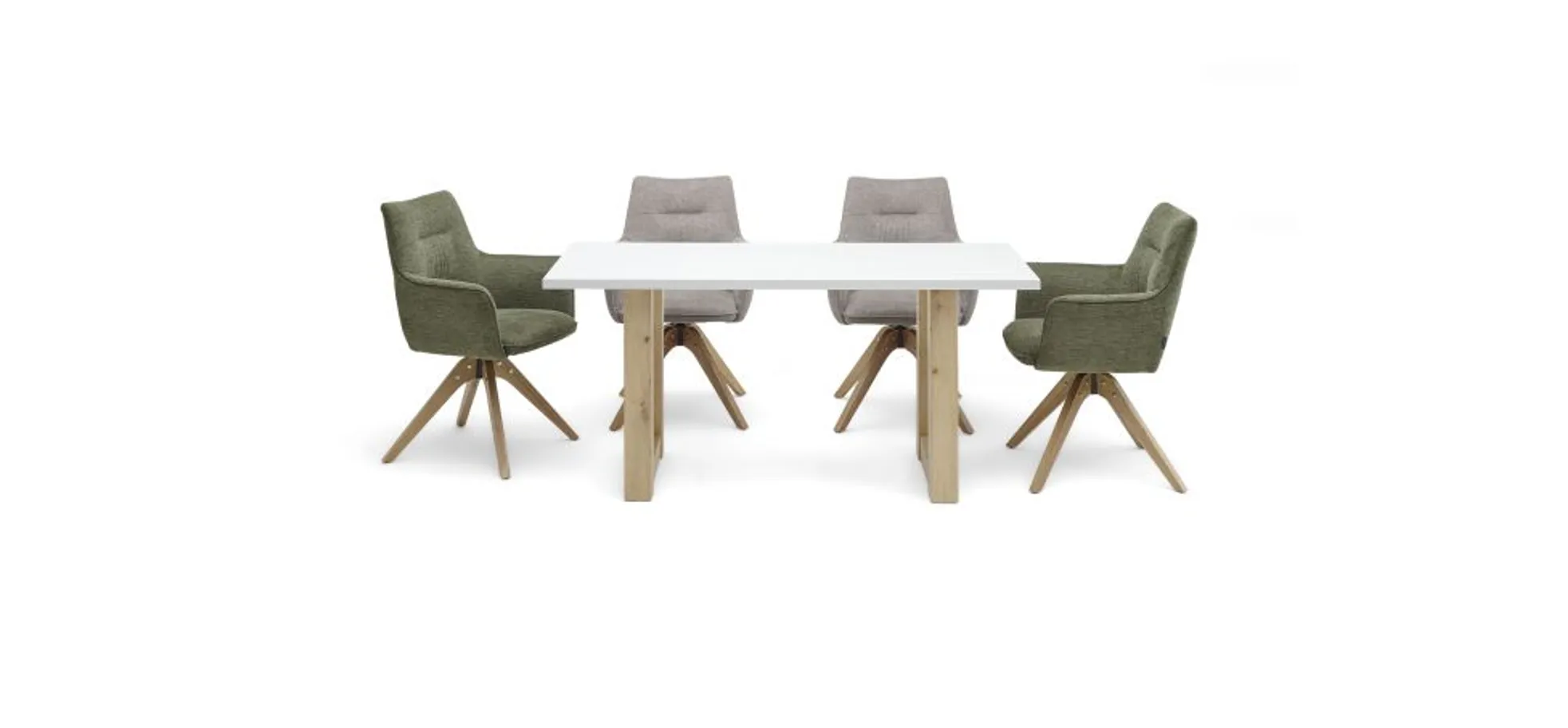 Esstisch- LB ca. 160x70 cm, Kreidegrau, Matt, Lack, Eiche Dekor