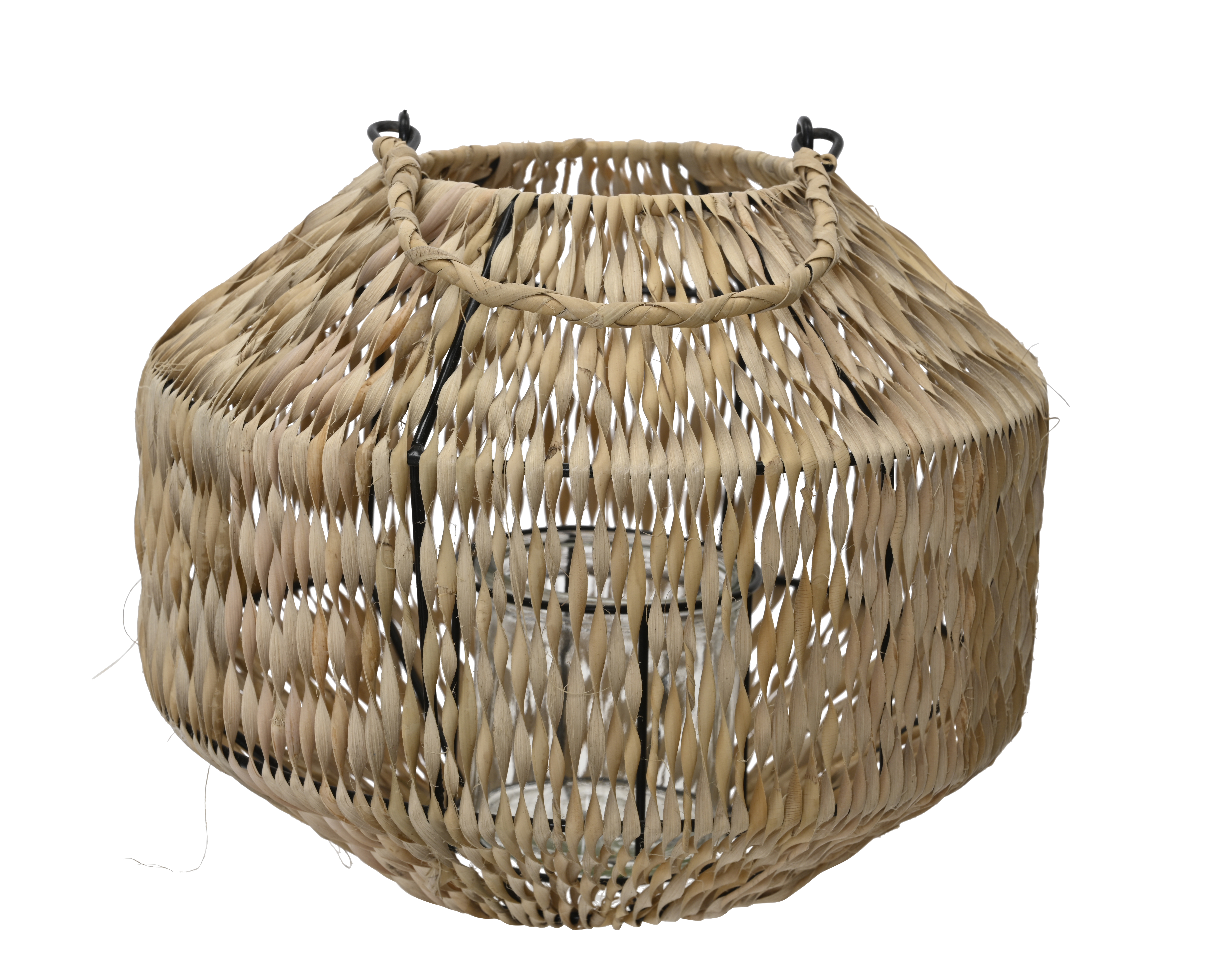 Laterne - Rattan, ca. Ø21,5cm, Höhe ca. 18cm