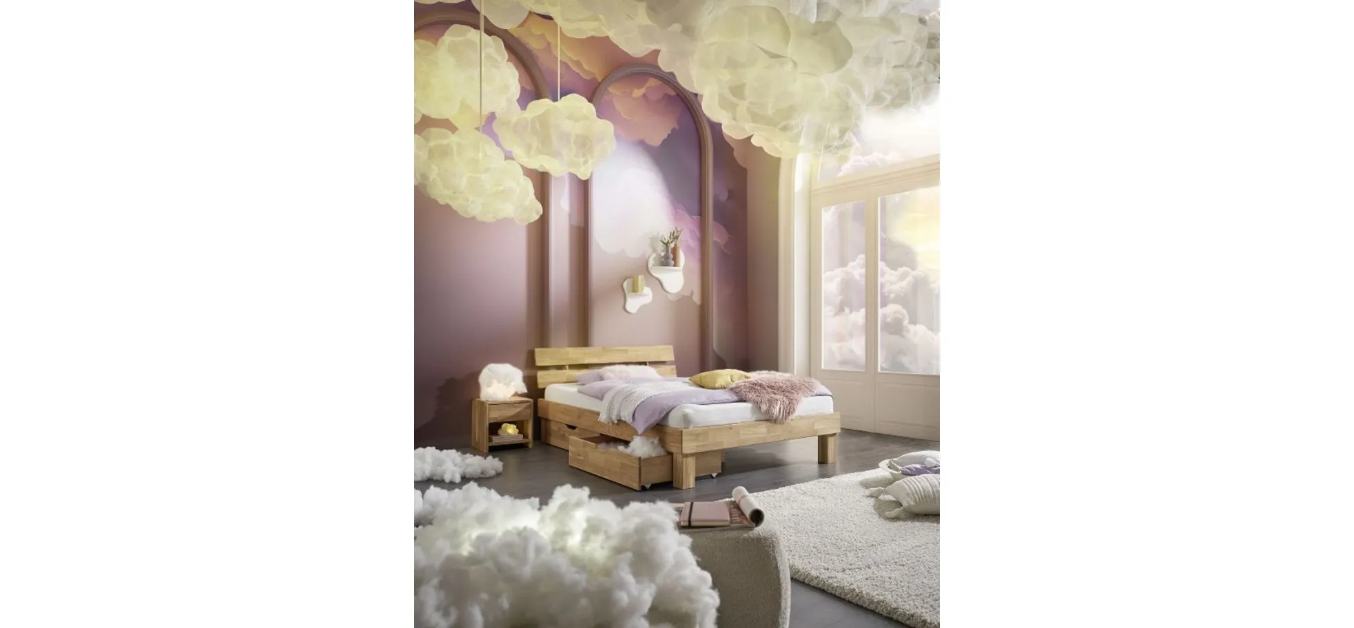 Bettgestell, Wildeiche massiv geölt - Erasmo