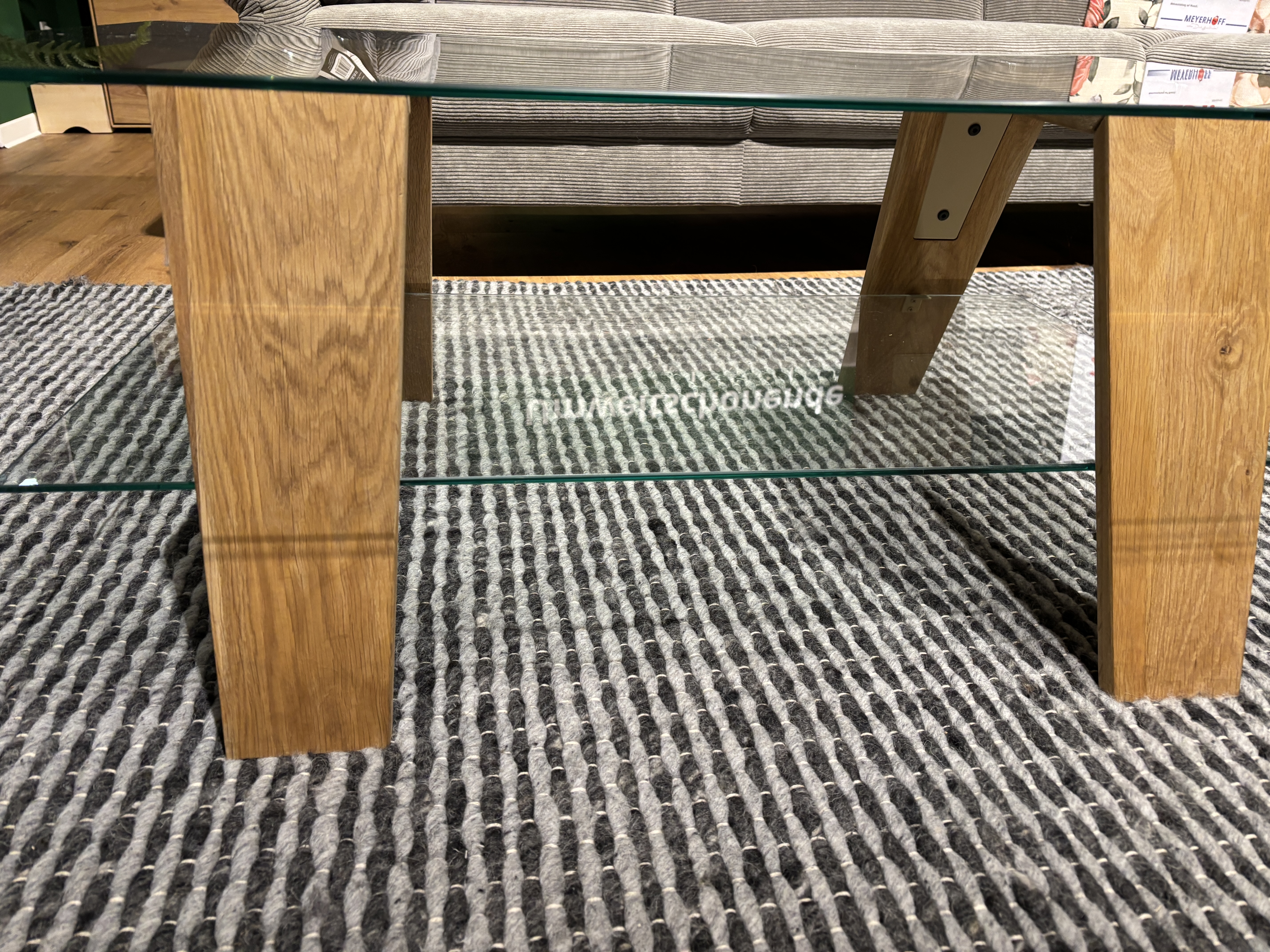 Couchtisch, Eiche massiv, Klarglas, rechteckig - MyTrend 231