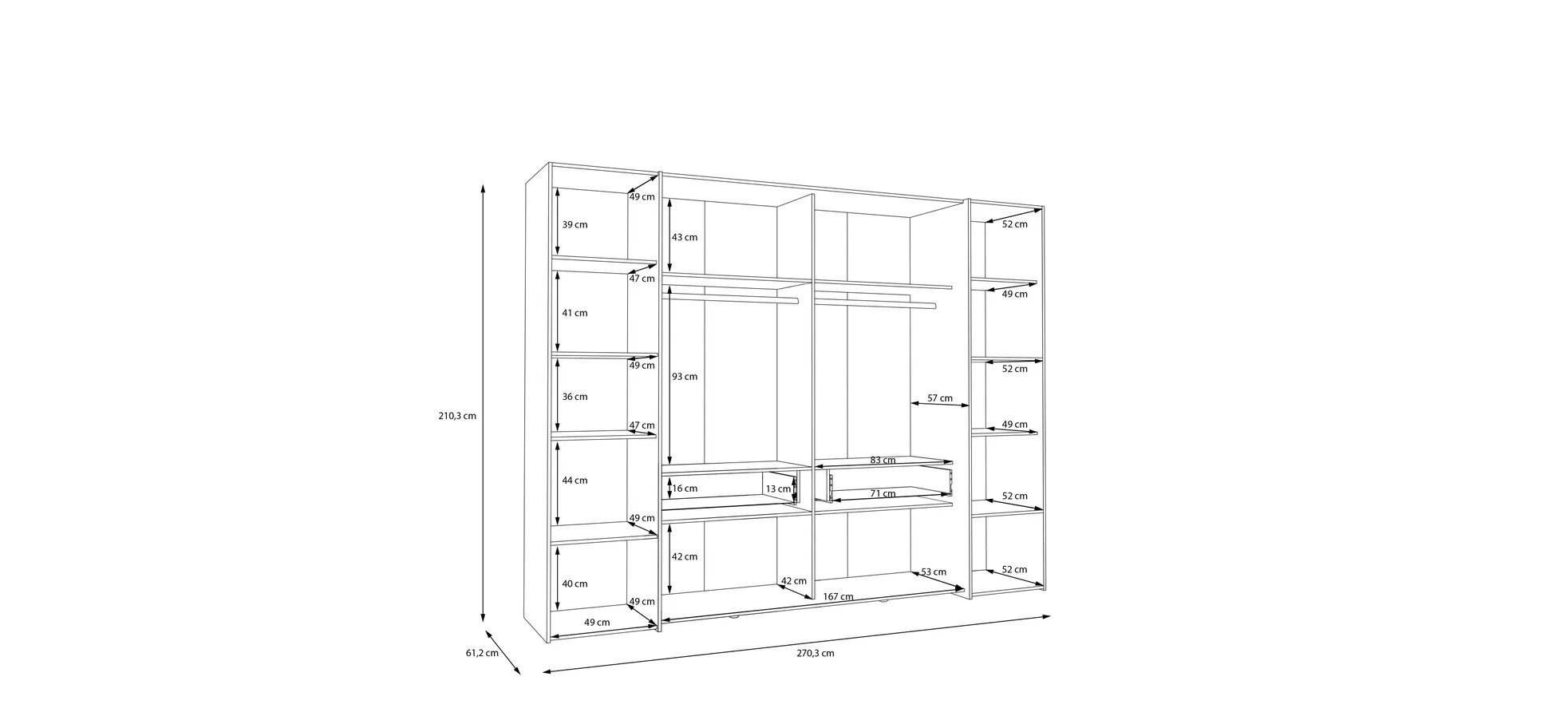 Schwebe-/Drehtürenschrank, Dekor sand - Fahda