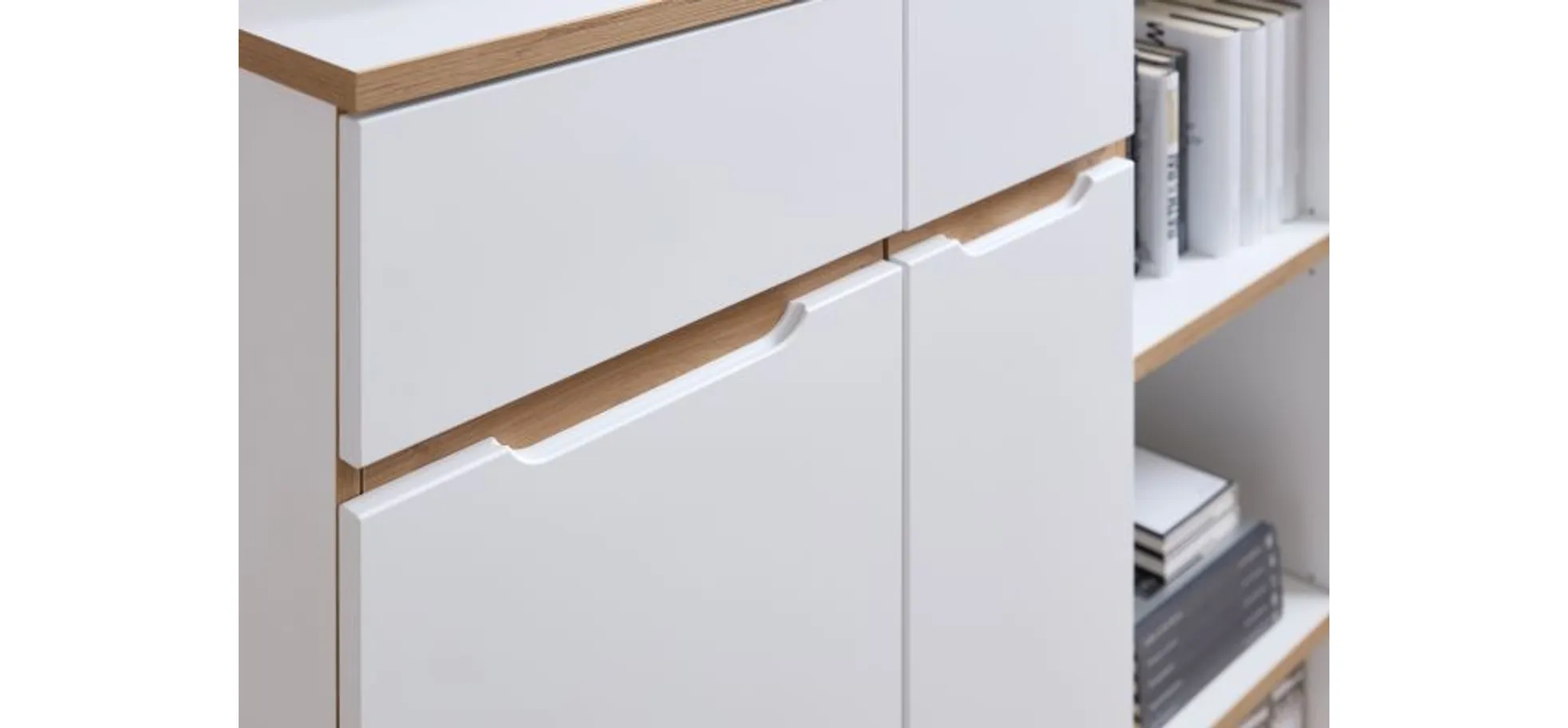 Büroschrank - B ca. 75 cm, Weiß, Artisan Eiche Nachbildung