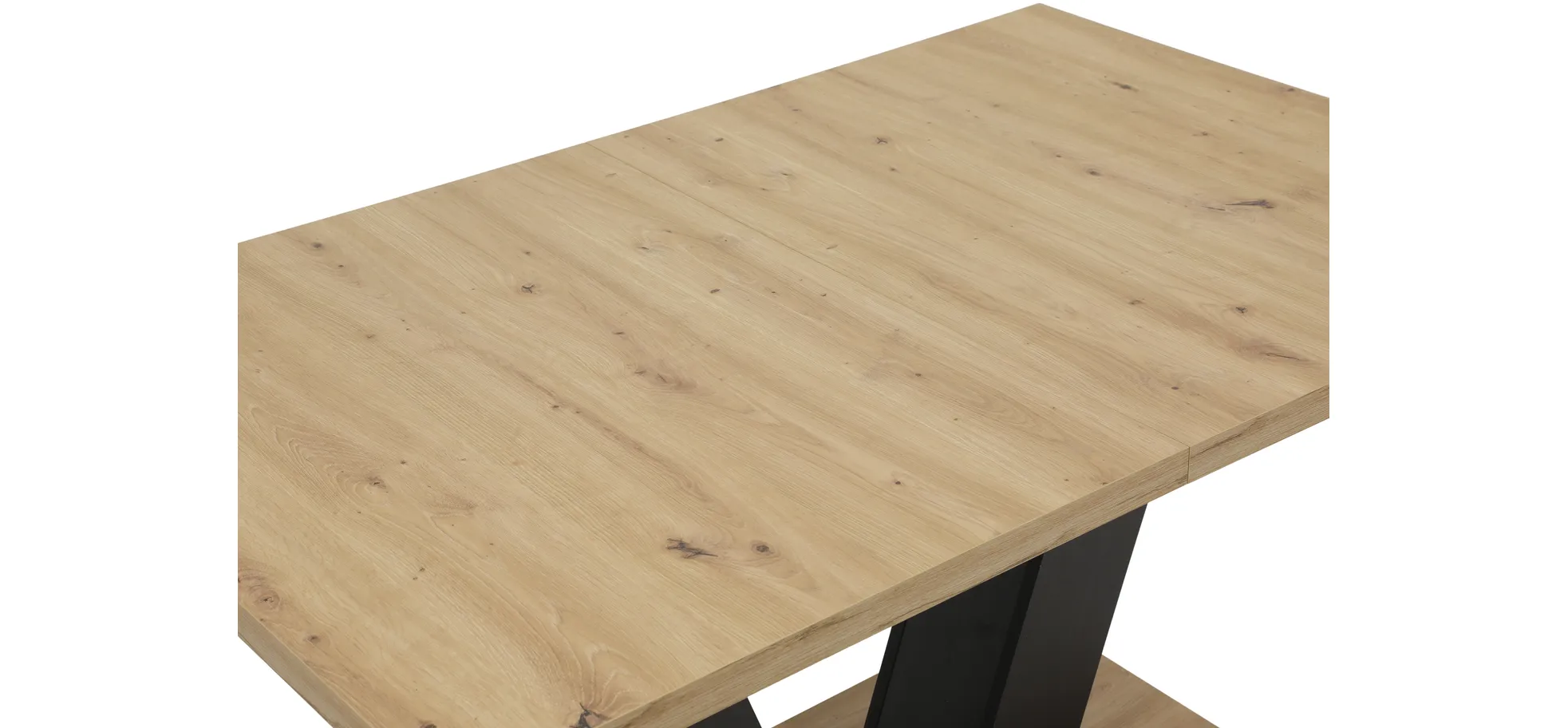 Esstisch - ausziehbar, LB ca. 140x90 cm, Artisan Eiche Nachbildung, Schwarz
