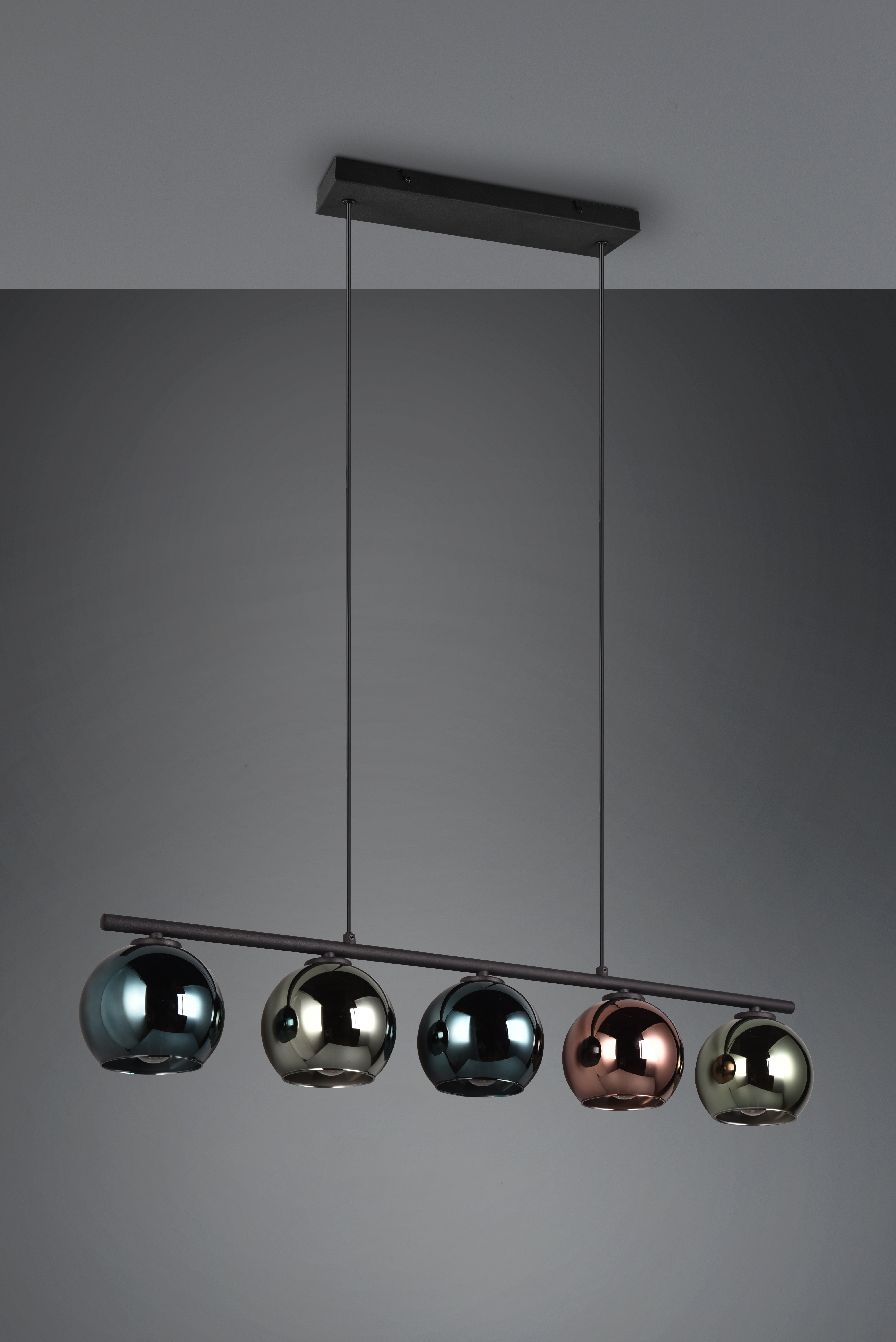 Pendelleuchte Sheldon - 5flg., Metall/multicolor, ca.83 x Höhe max: 150 cm