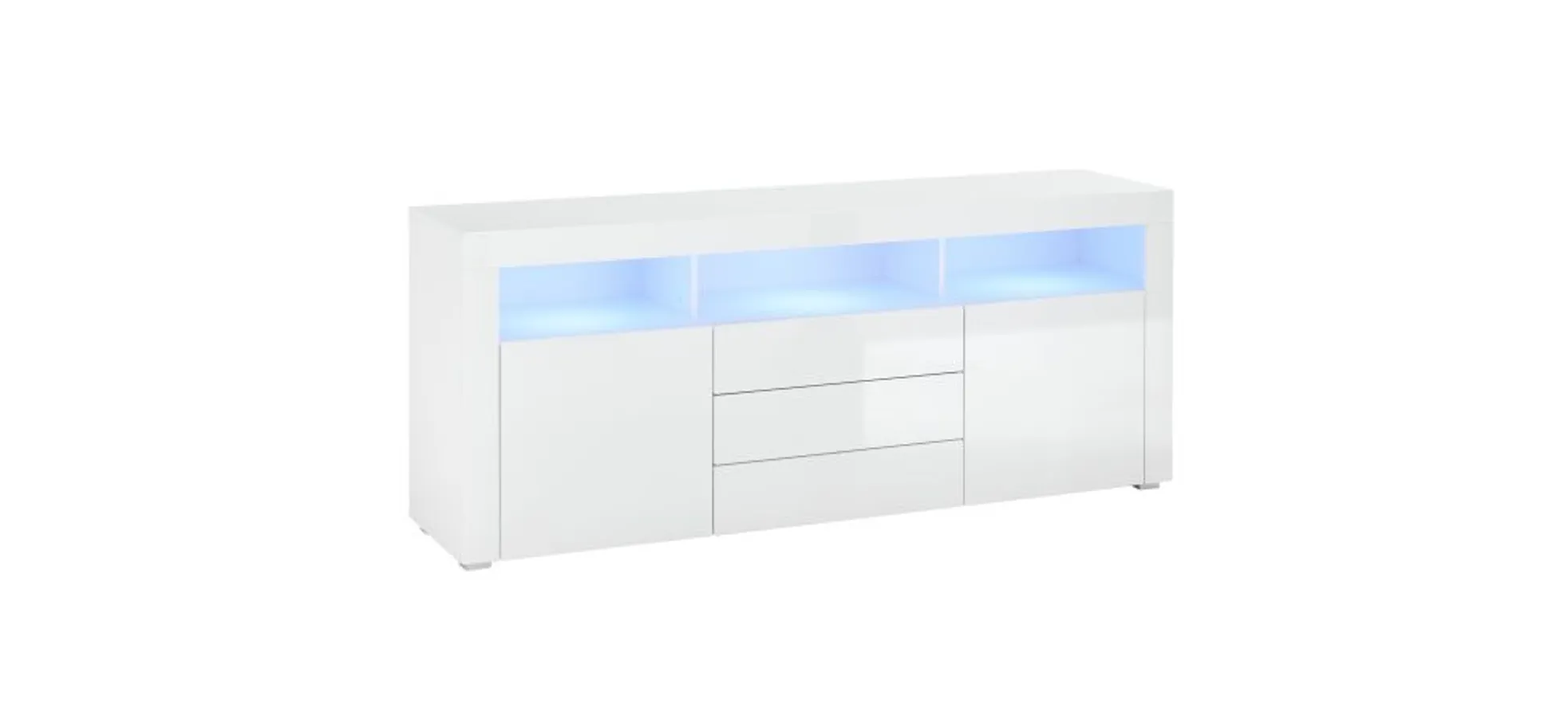 Sideboard- Weiß, Weiß, Hochglanz, Sideboard- Weiß, Weiß, Hochglanz,