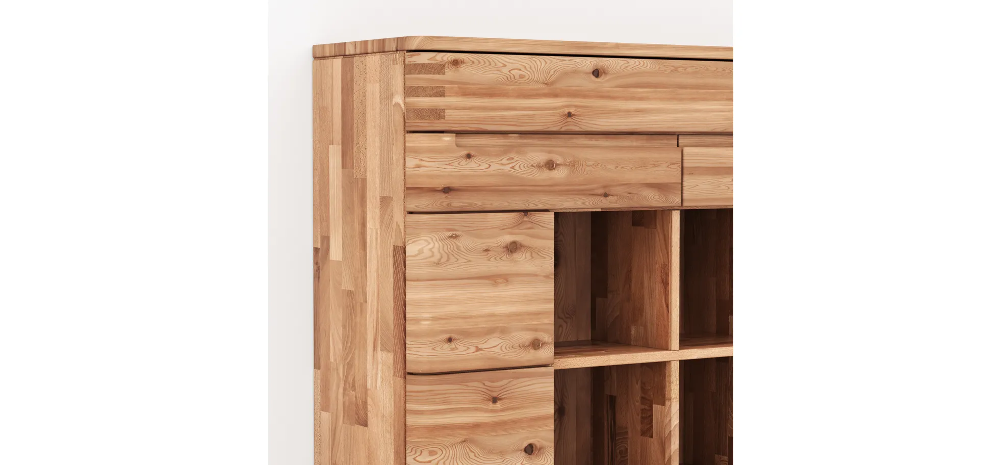 Highboard Cartago Soft - Astbuche massiv, natur geölt