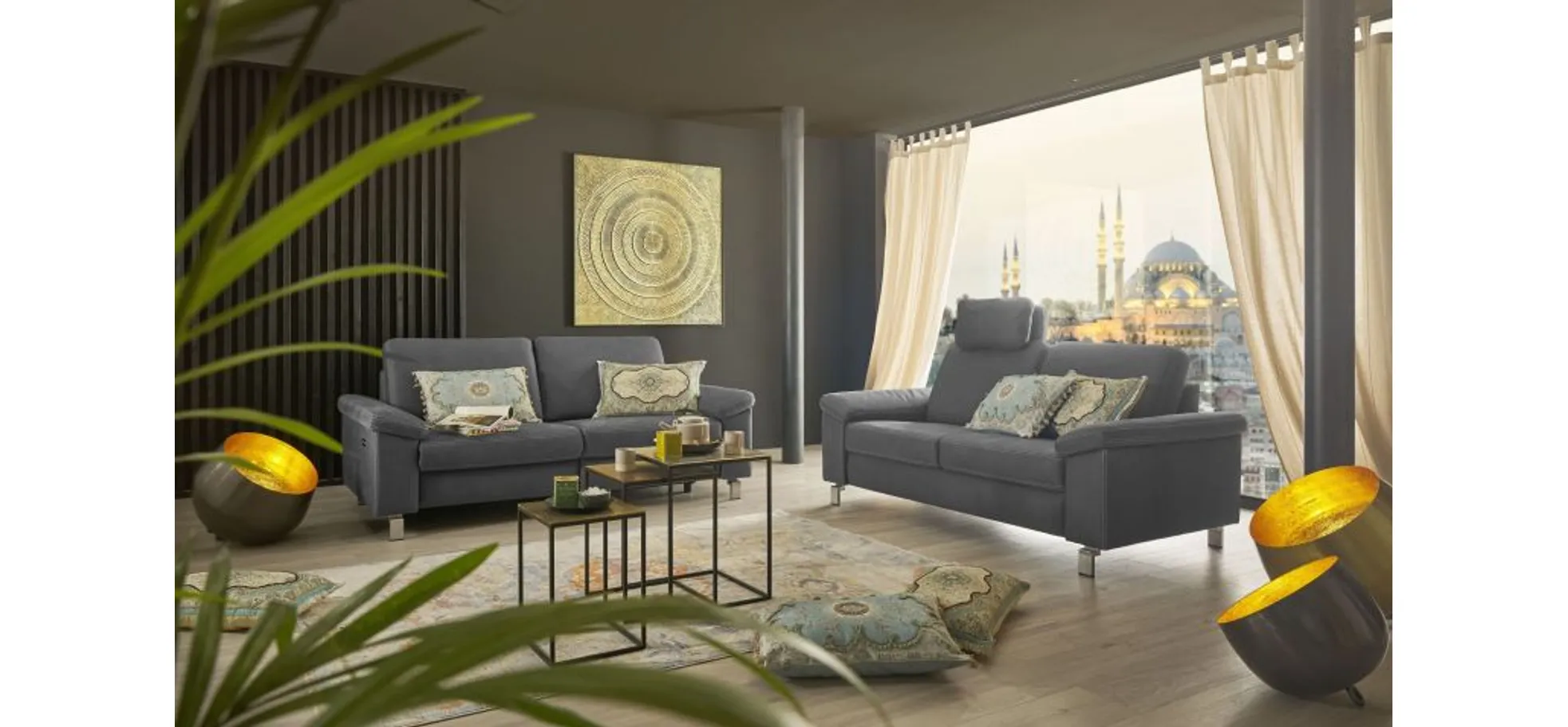 Sofa CALM PLUS - 2,5-Sitzer, Microfaser, Anthrazit