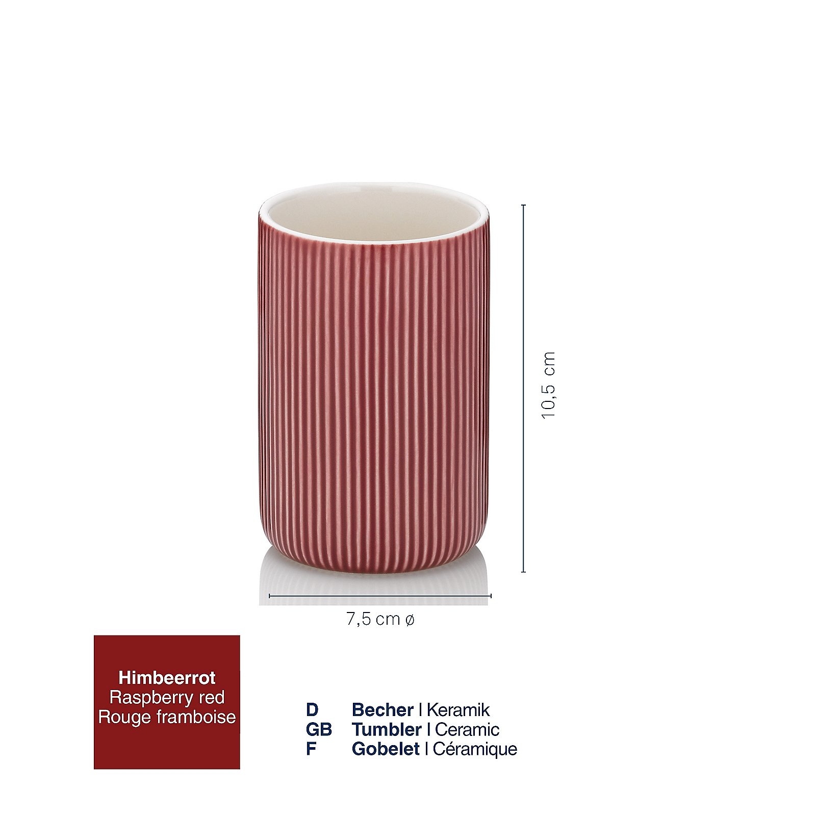 Becher Ava 10,5 cm - Keramik himbeerrot