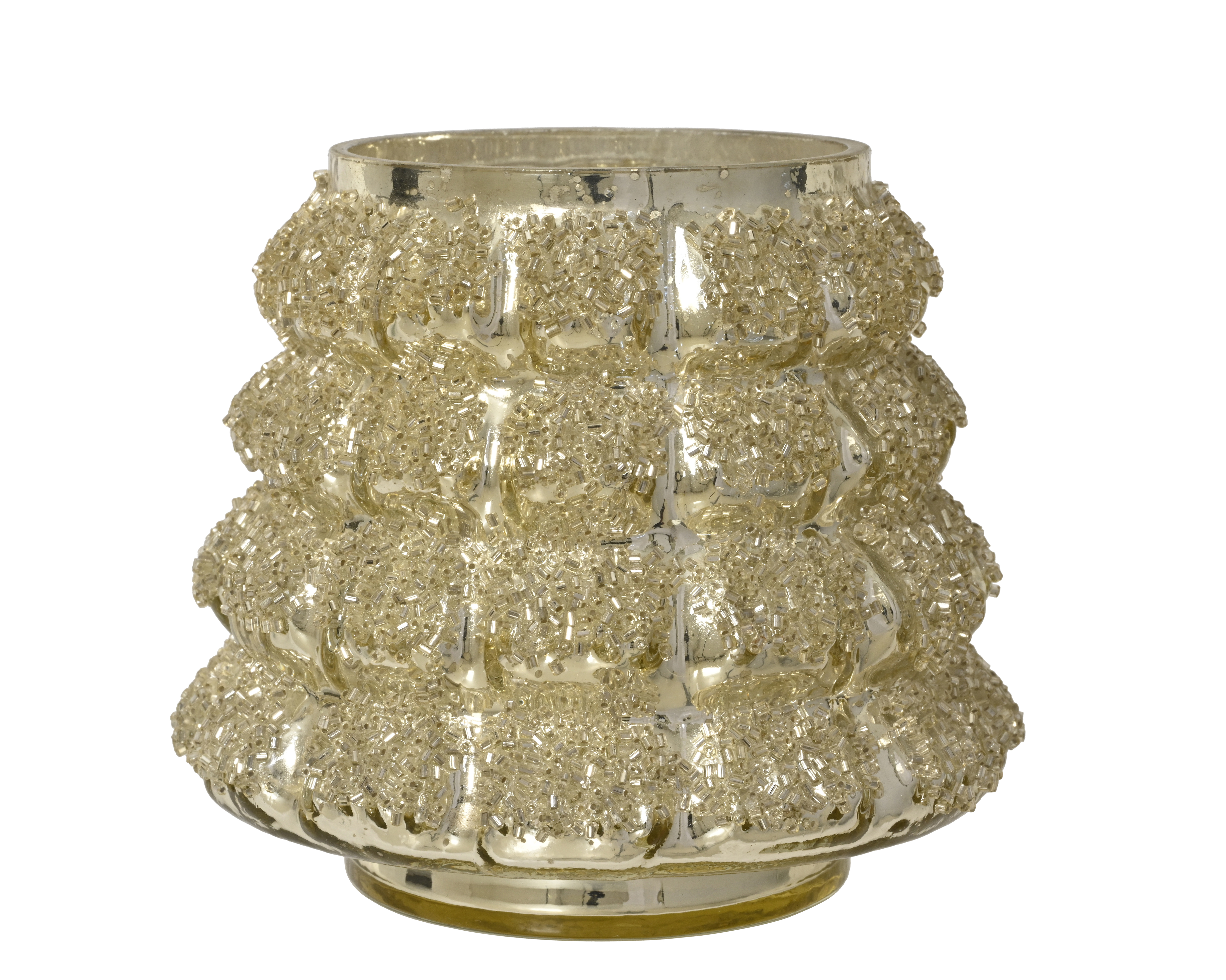 Teelichthalter Glas - beige, Ø10.50-H10.00cm