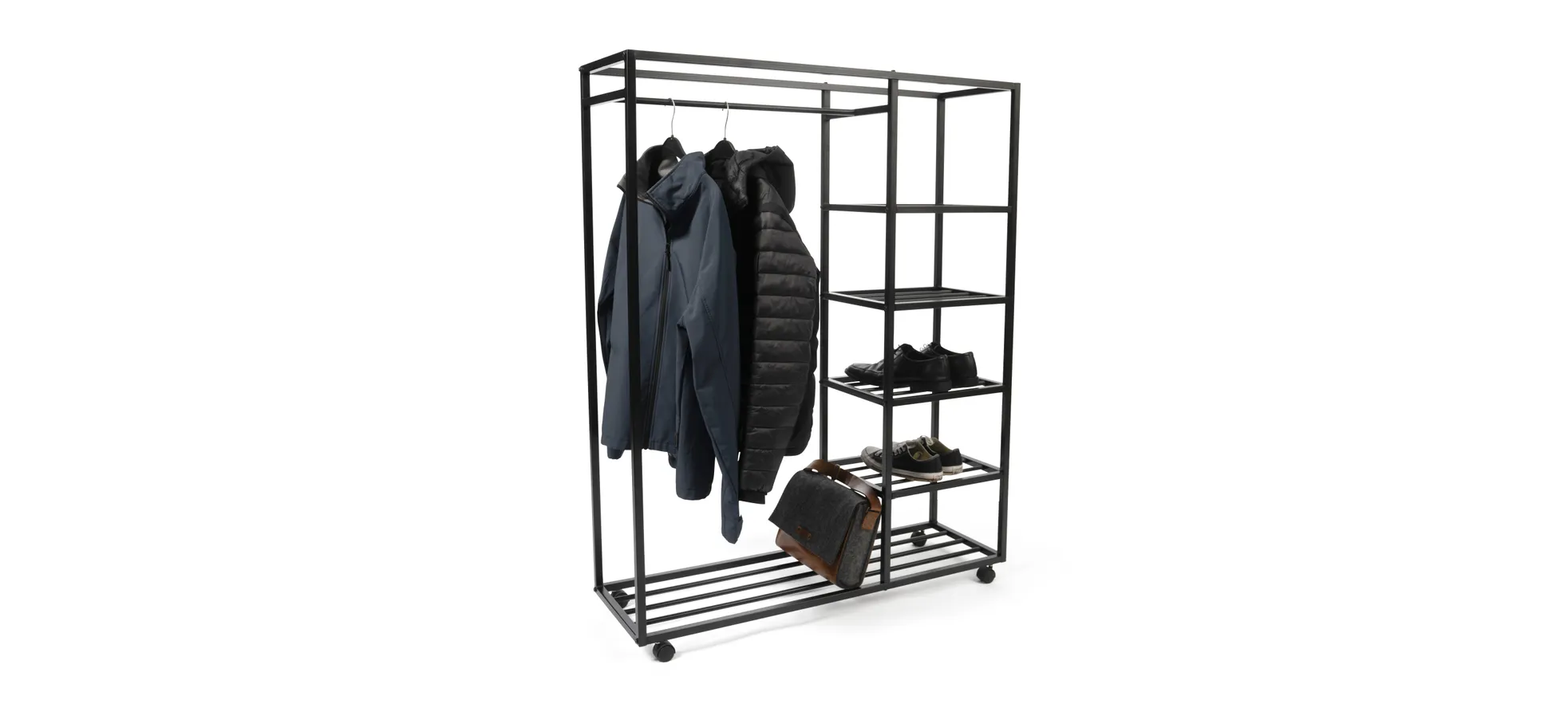 Kleiderständer, Metall schwarz, rollbar - Marlot