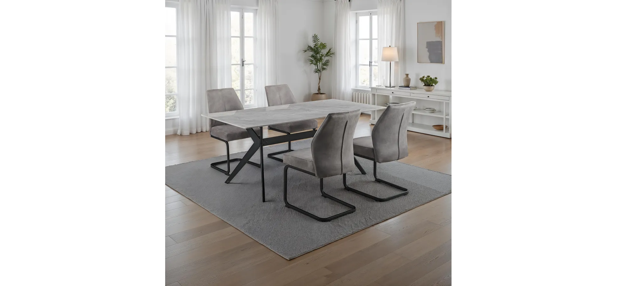 Esstisch, Marmoroptik grau/schwarz - MyStyle 4037