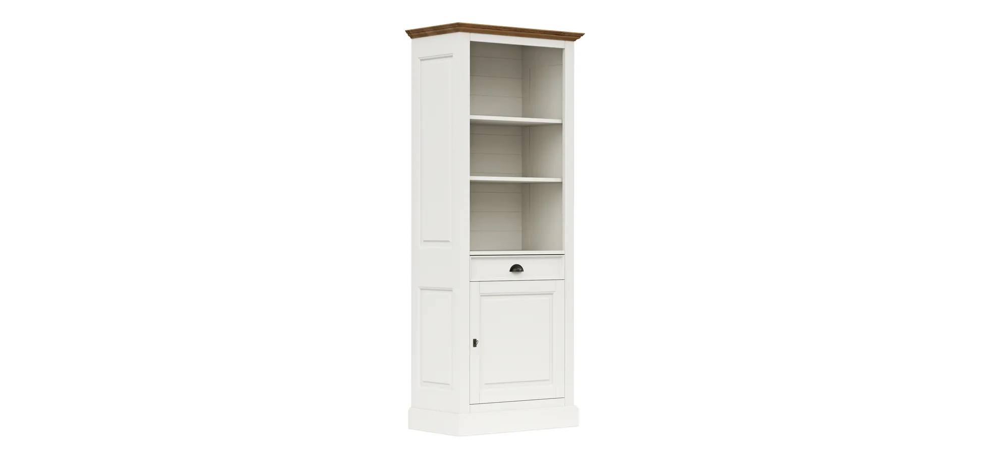 Bücherschrank Louisiana - teilmassiv, Weiß