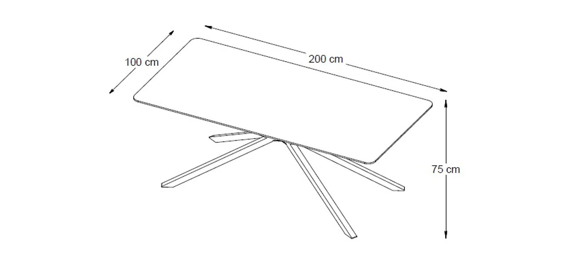 Esstisch - LB ca. 200x100 cm, Eiche Nachbildung, Schwarz