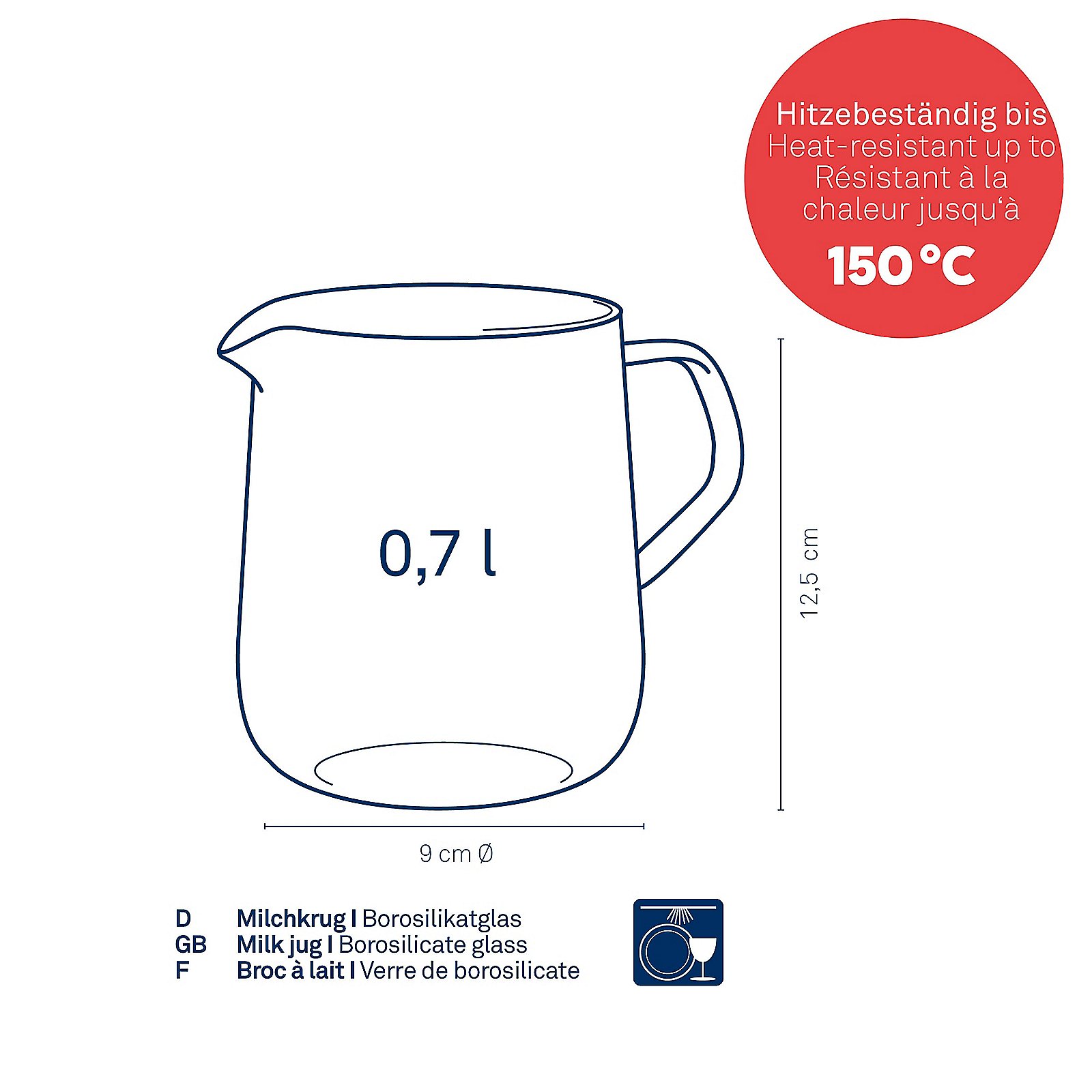 Milchkrug Fontana 14x12,5x9 cm - Glas transparent