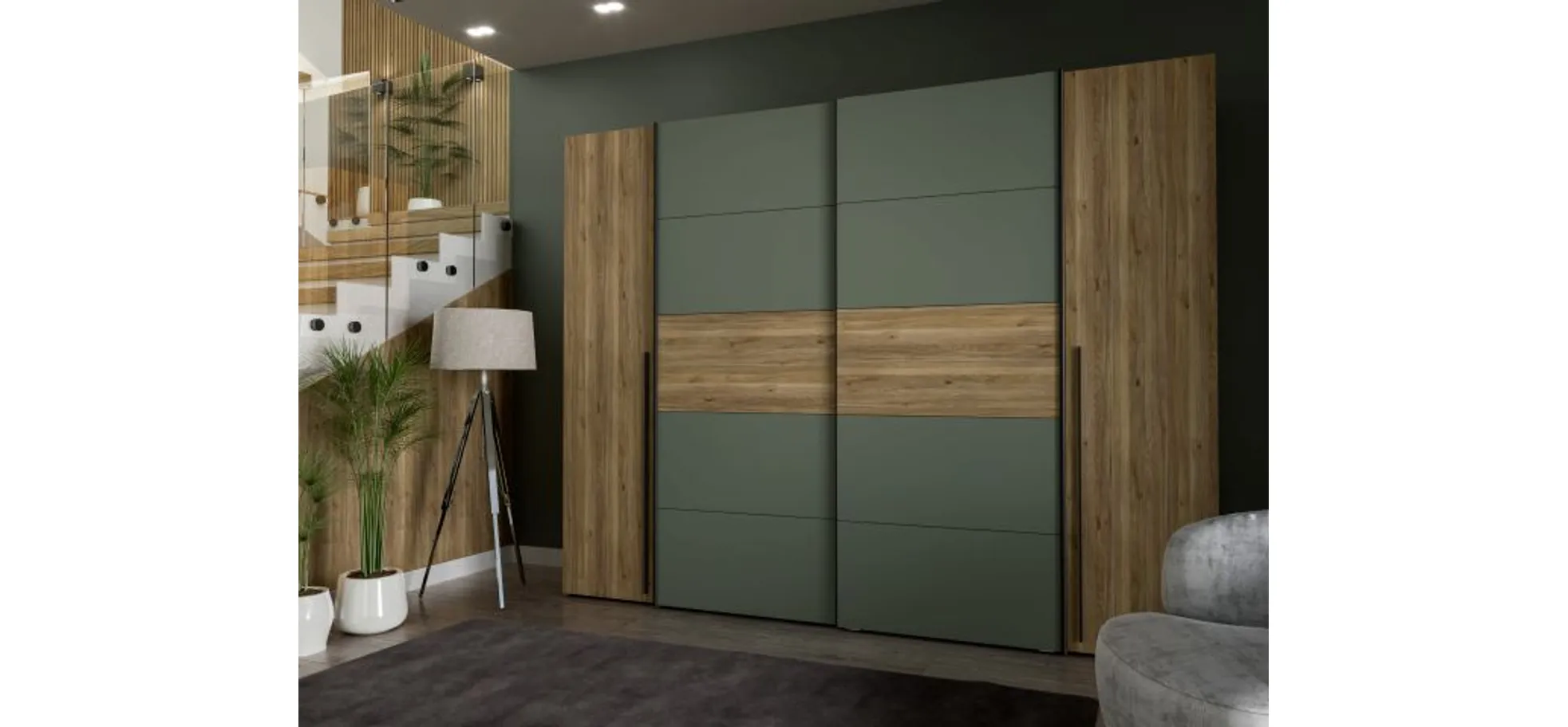 Kleiderschrank, Eiche, Salbei - Fahda
