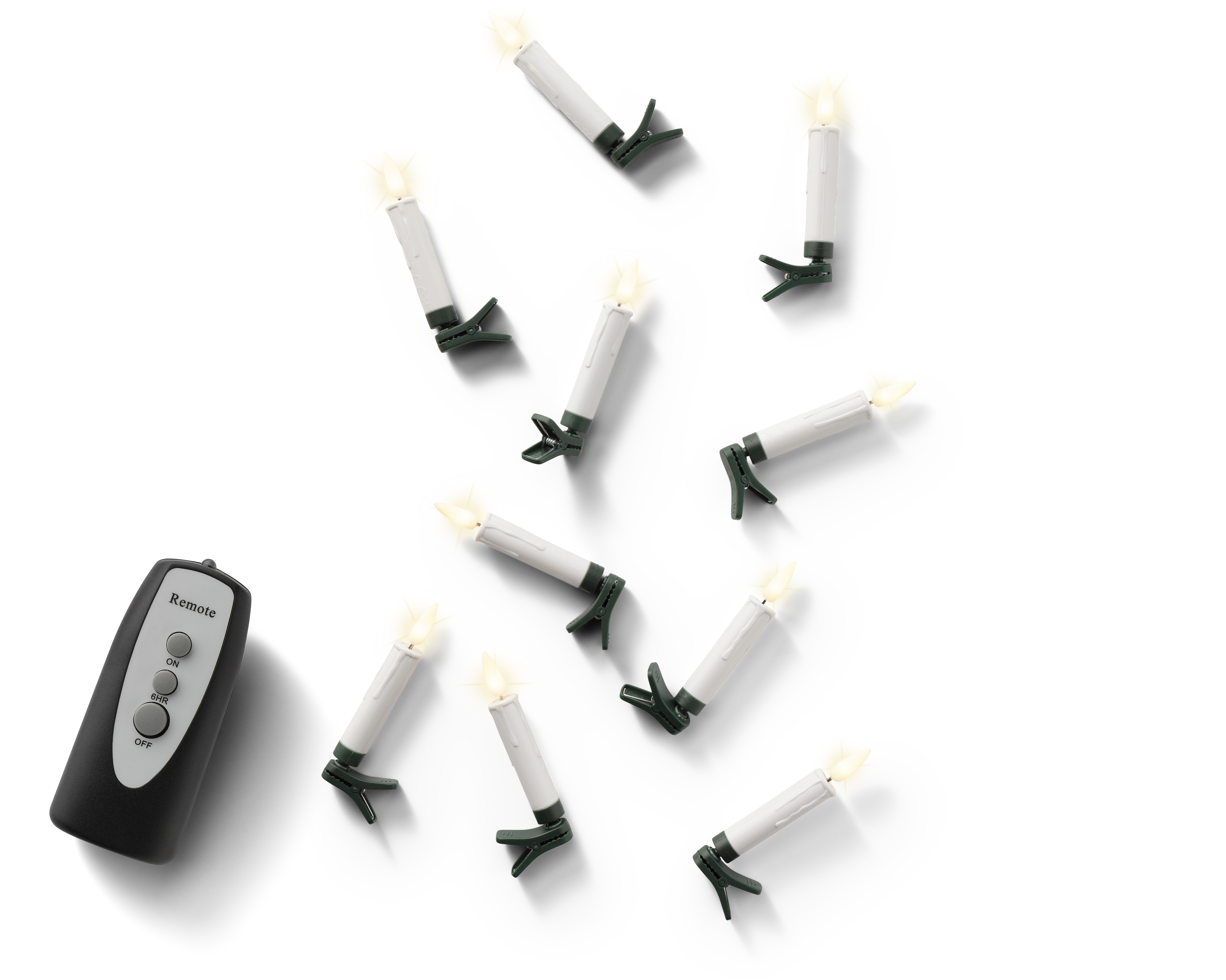LED Kerze Wachs, Clip, 10-er m. Fernbedienung - weiss/warmes weiss, Plastik, Ø1.5-H10cm-1L