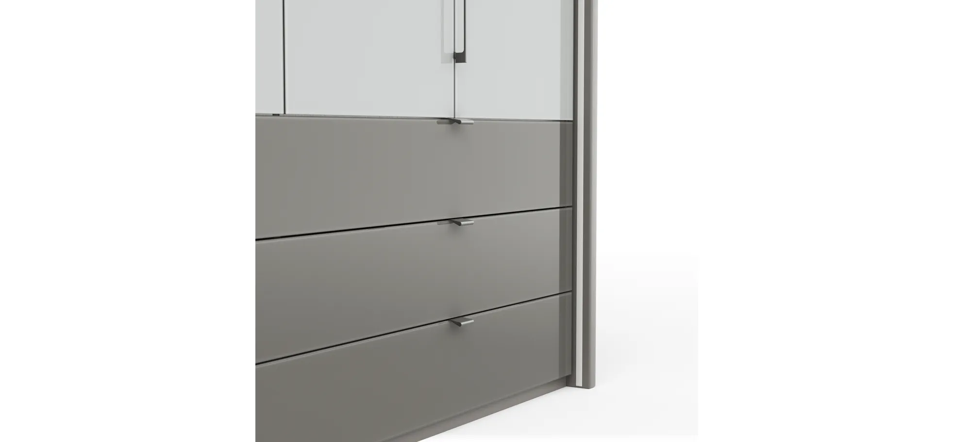 Drehtürenschrank Marbella - B. ca. 157cm, Korpus Melamin, Grau, Front Glas, Weiß