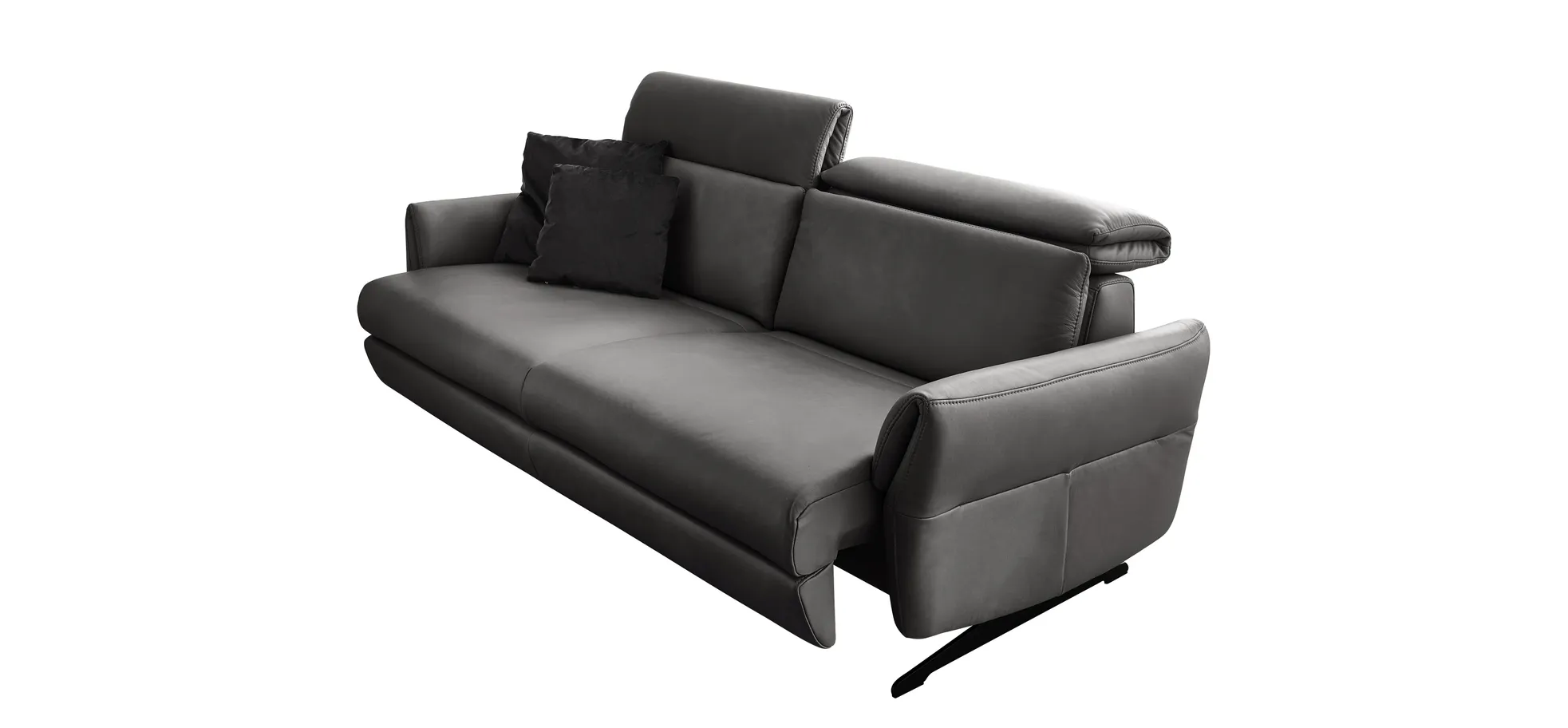 Sofa - 2,5-Sitzer, Kopfteil verstellbar, Sitzvorzug motorisch, Leder, Anthrazit