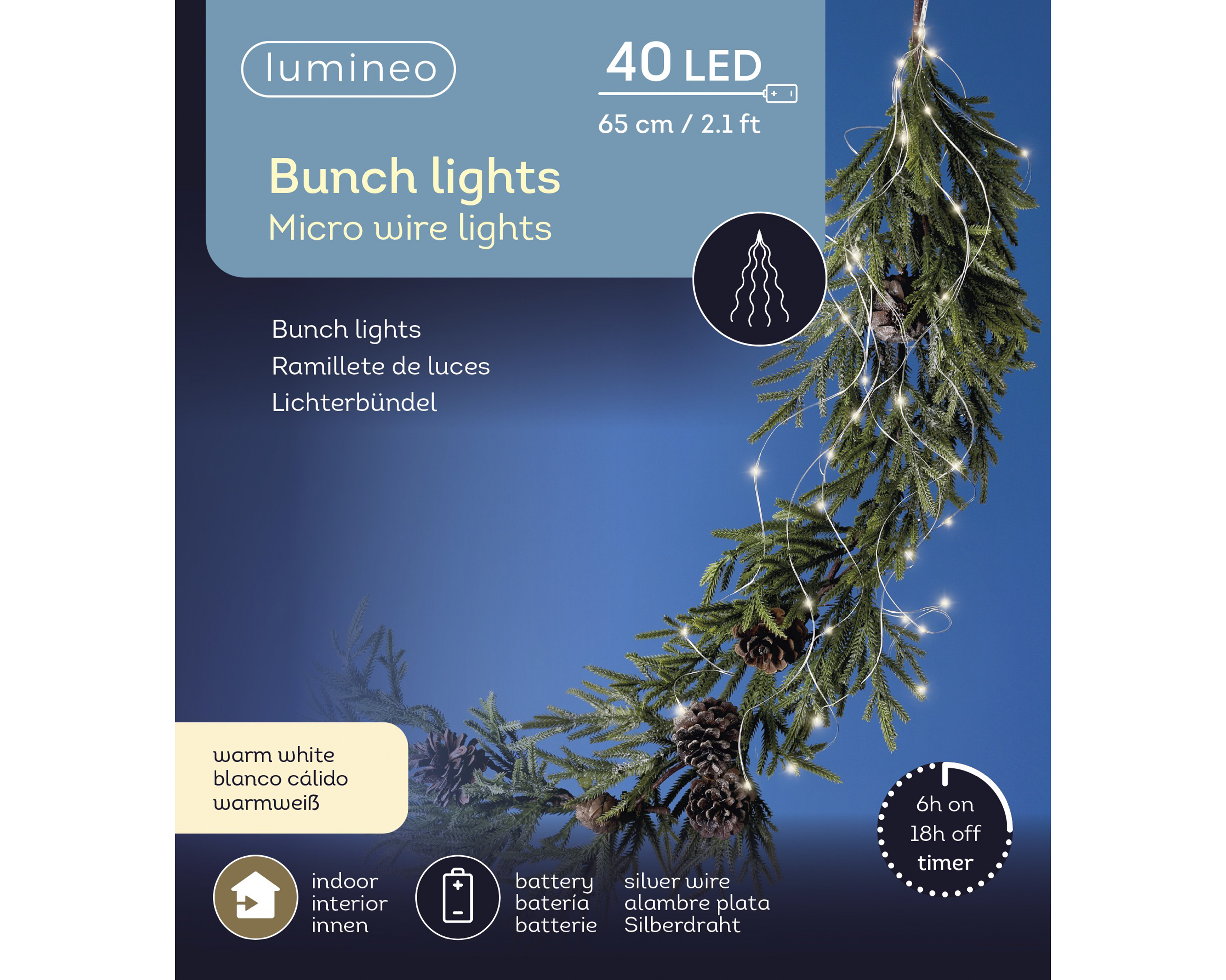 LED Lichtbündel - silber/warmes weiss, LED, 65cm-40L