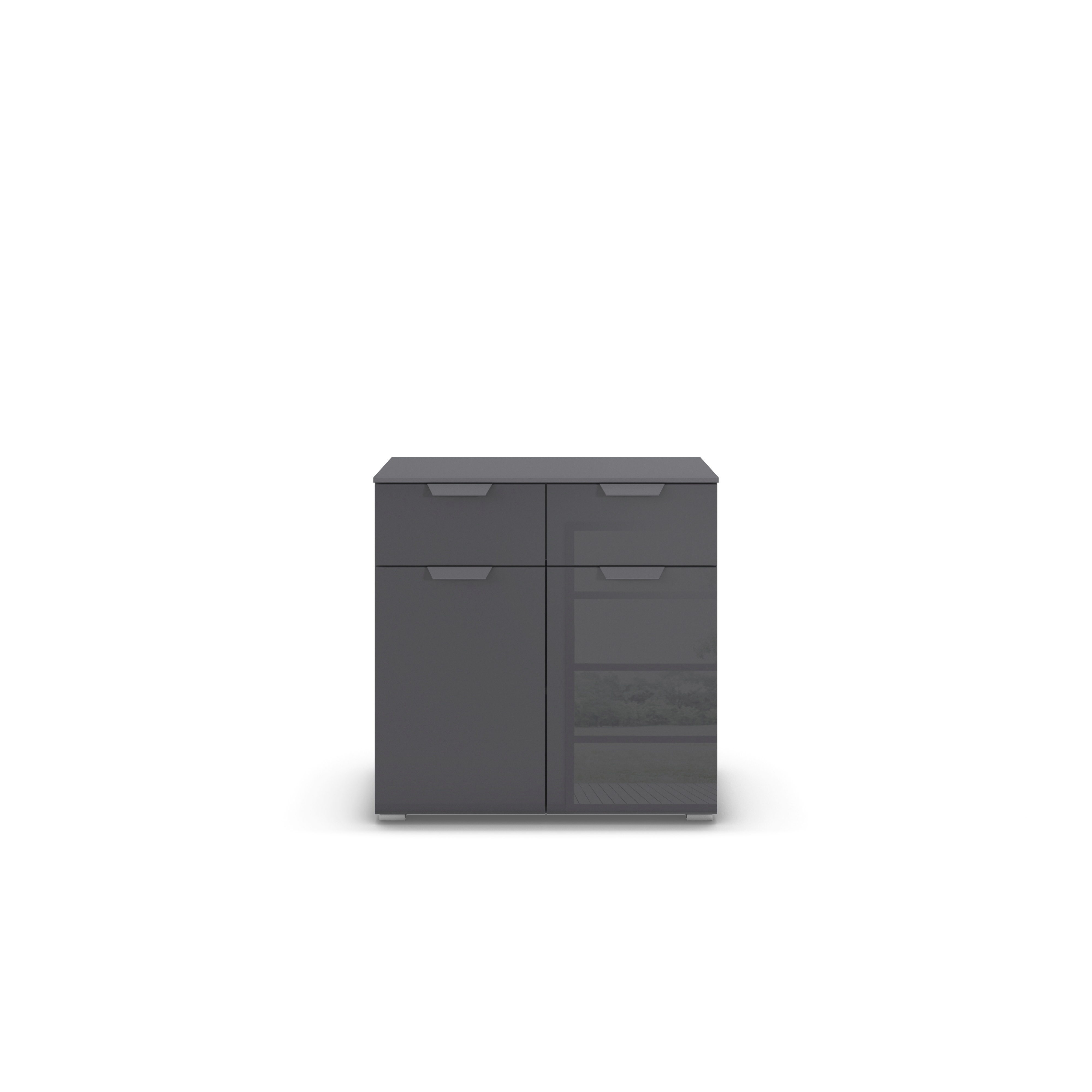 Kommode, Front Glas basalt, Korpus grau - MyStyle 5002