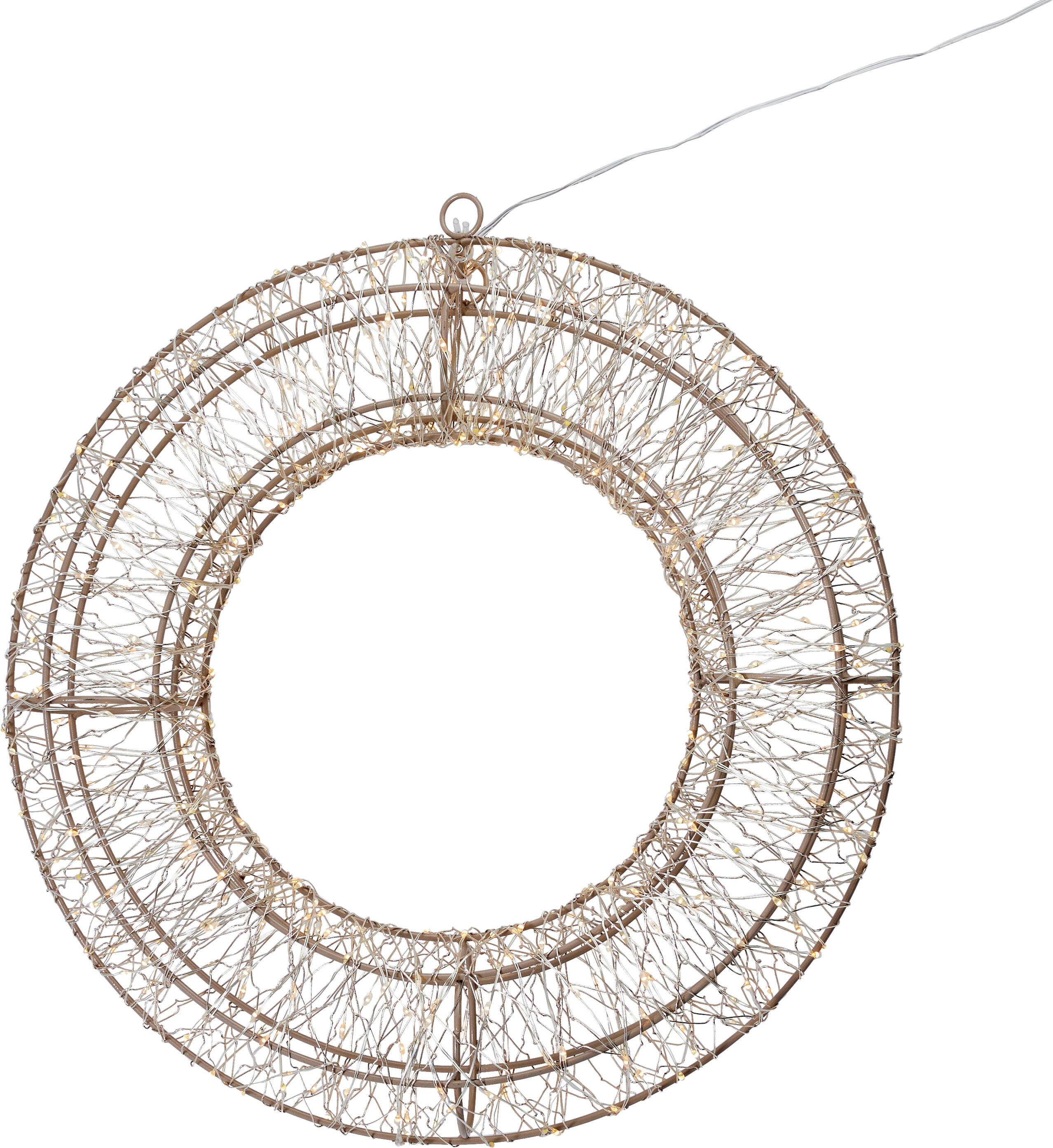 LED Kranz, ca. 38cm, taupe - Timer, Flashing Light