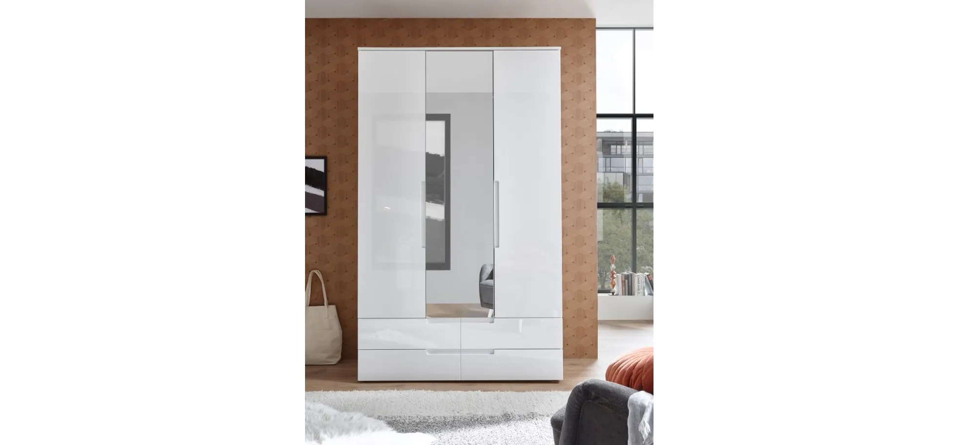 Kleiderschrank - B ca. 126 cm, Weiß
