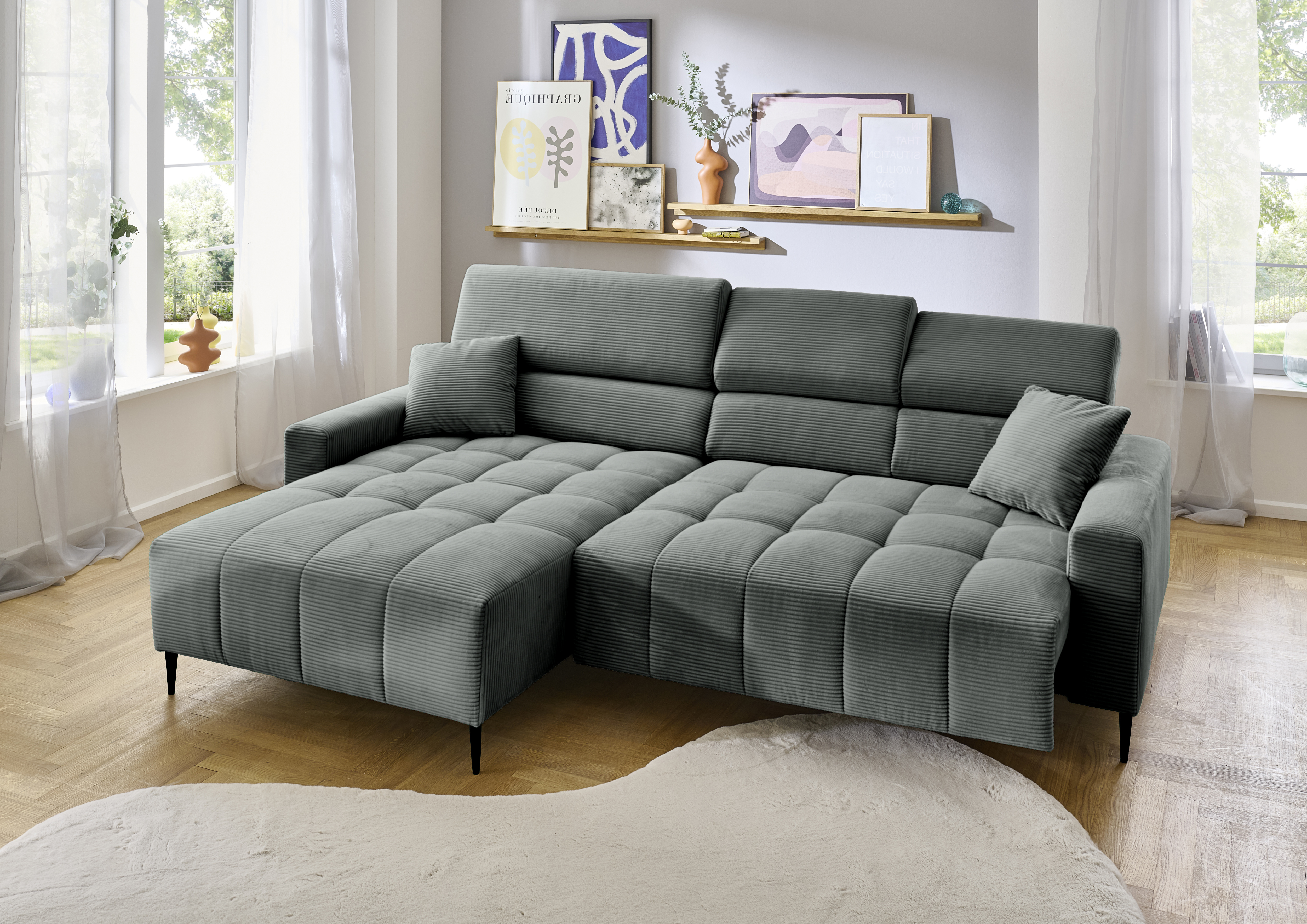 Ecksofa, Stoff anthrazit - MyStyle 2097