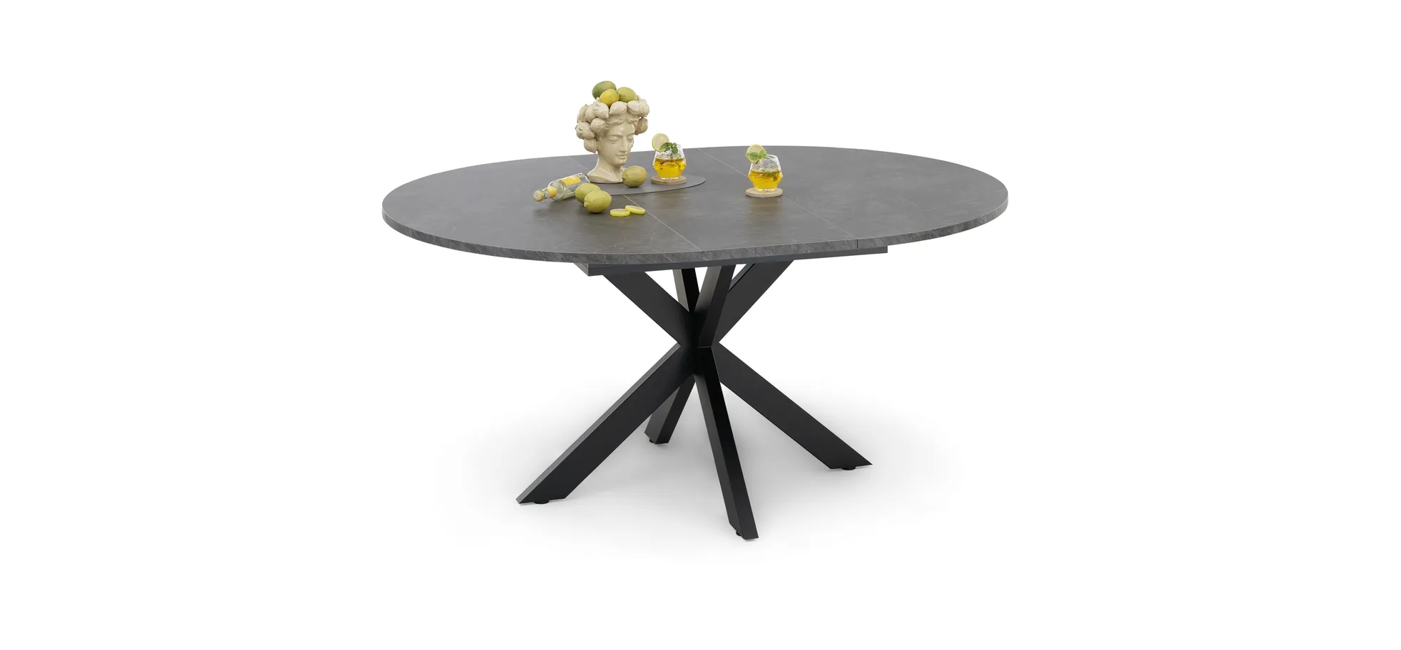 Esstisch, rund, Keramikoptik grau - Merdan