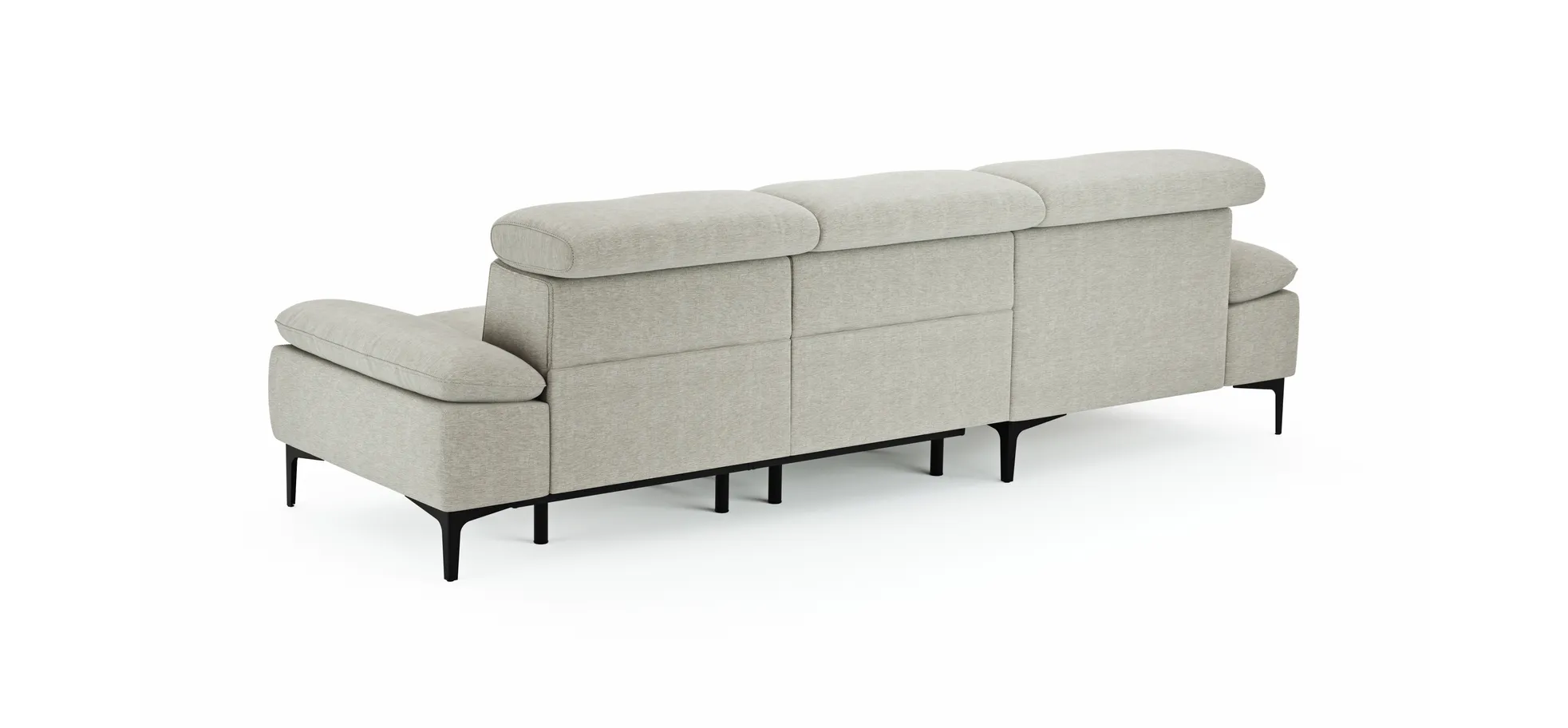 Ecksofa Felipa - Longchair links mit 2,5-Sitzer inkl. Armlehne verstellbar und Rückenlehne/Sitztiefe verstellbar (motorisch), Stoff, Natur