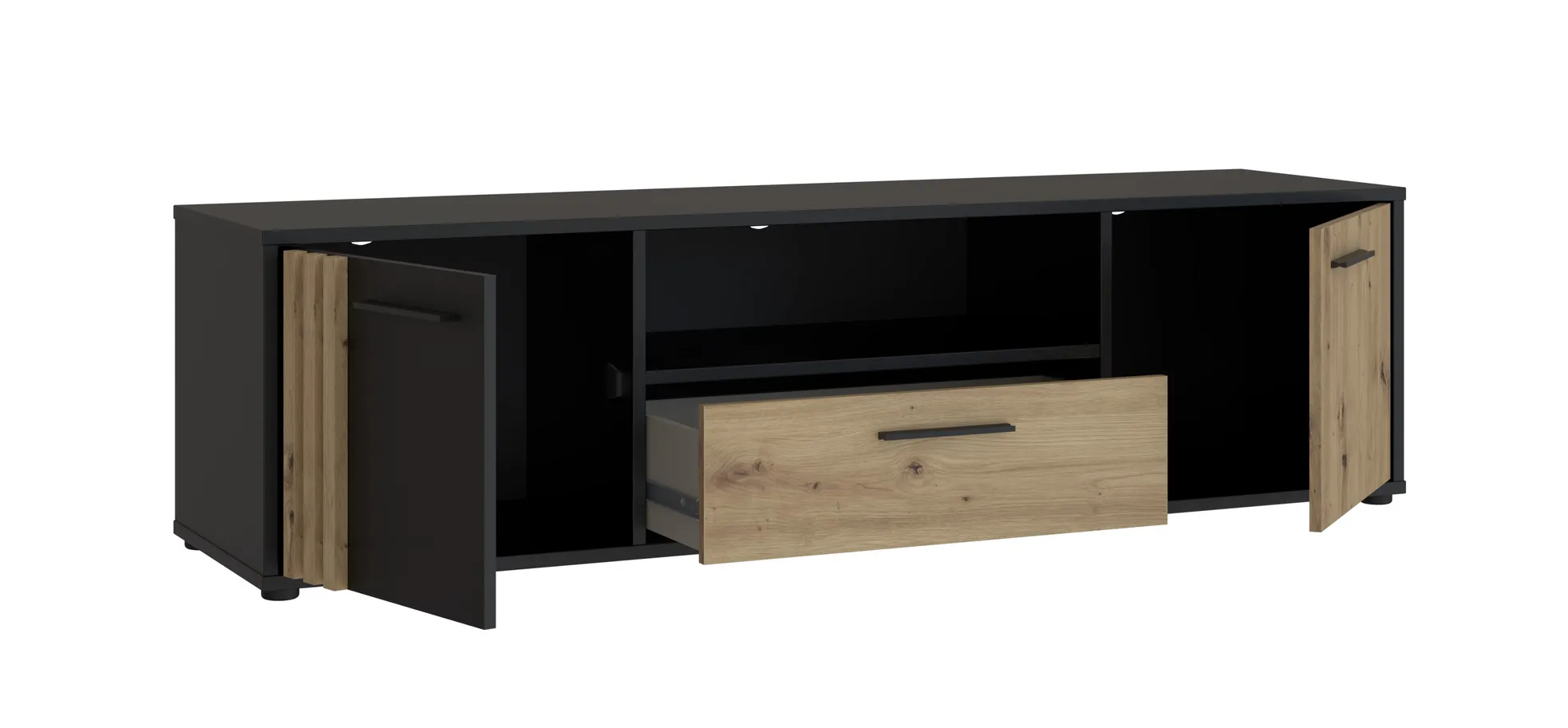 TV-Unterschrank, Black/Artisan Oak  - Floriss